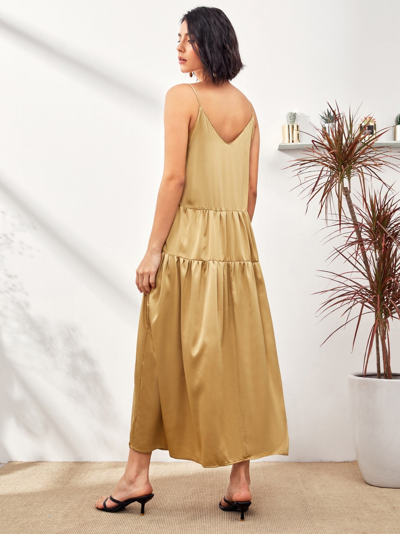Tie Front Solid Cami Dress