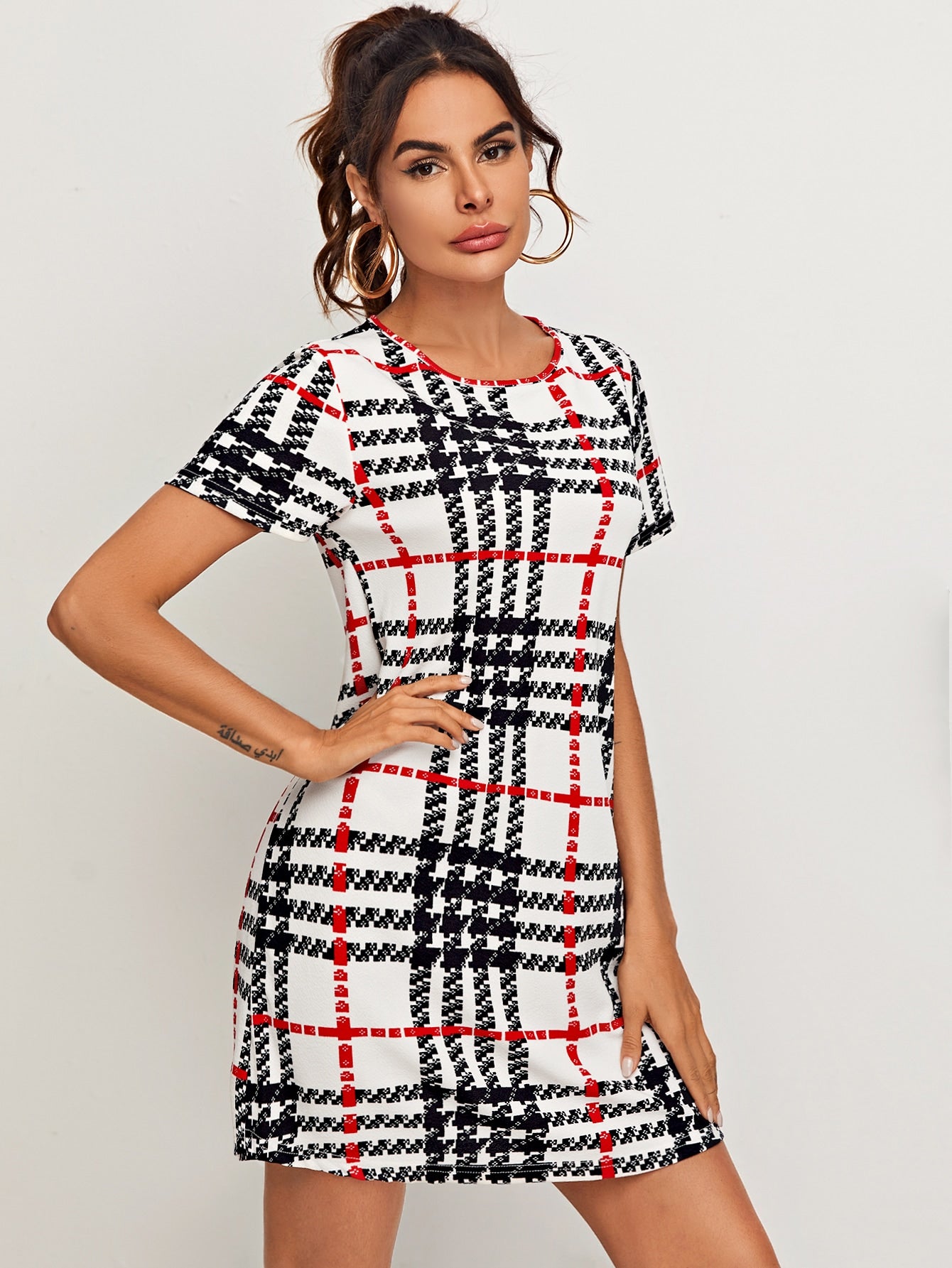 Plaid Short Sleeve Dress