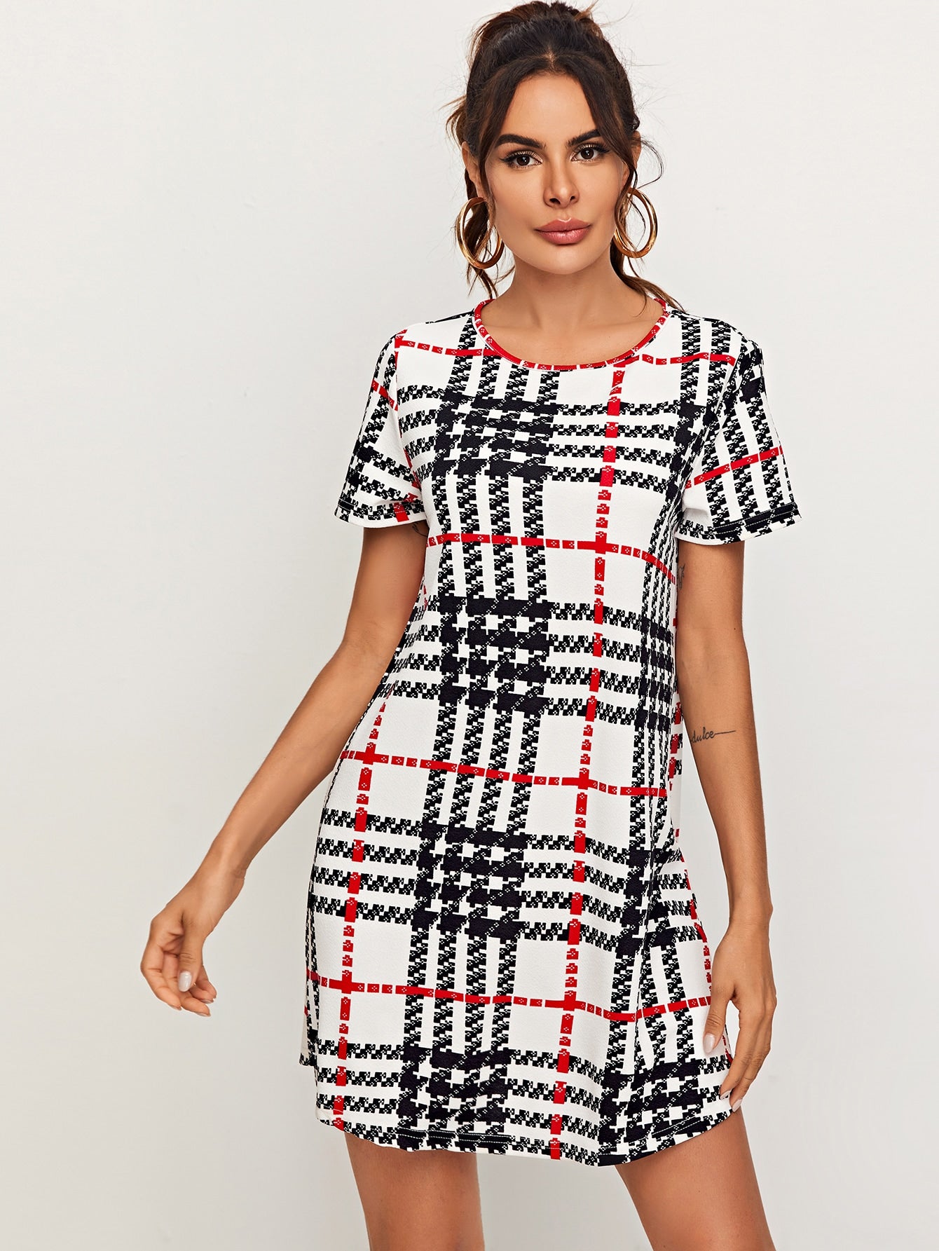 Plaid Short Sleeve Dress