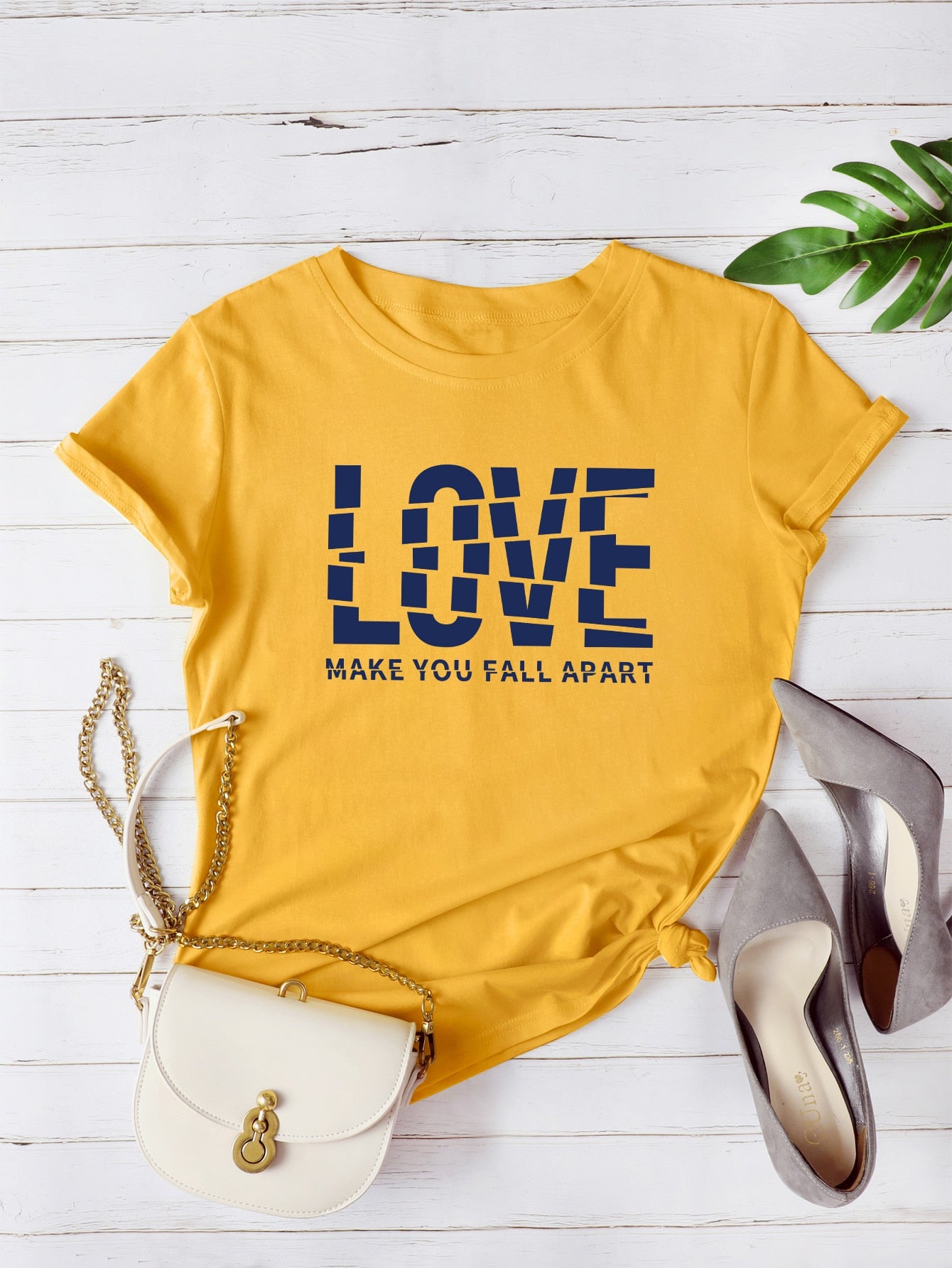 Slogan Graphic Rolled Cuff Tee