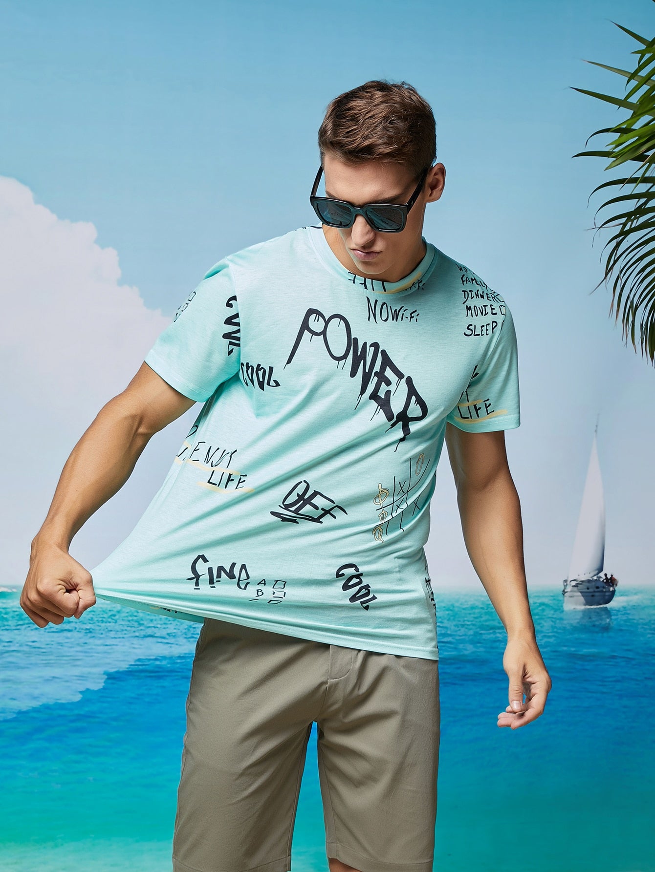 Men Letter Graphic Short Sleeve Tee