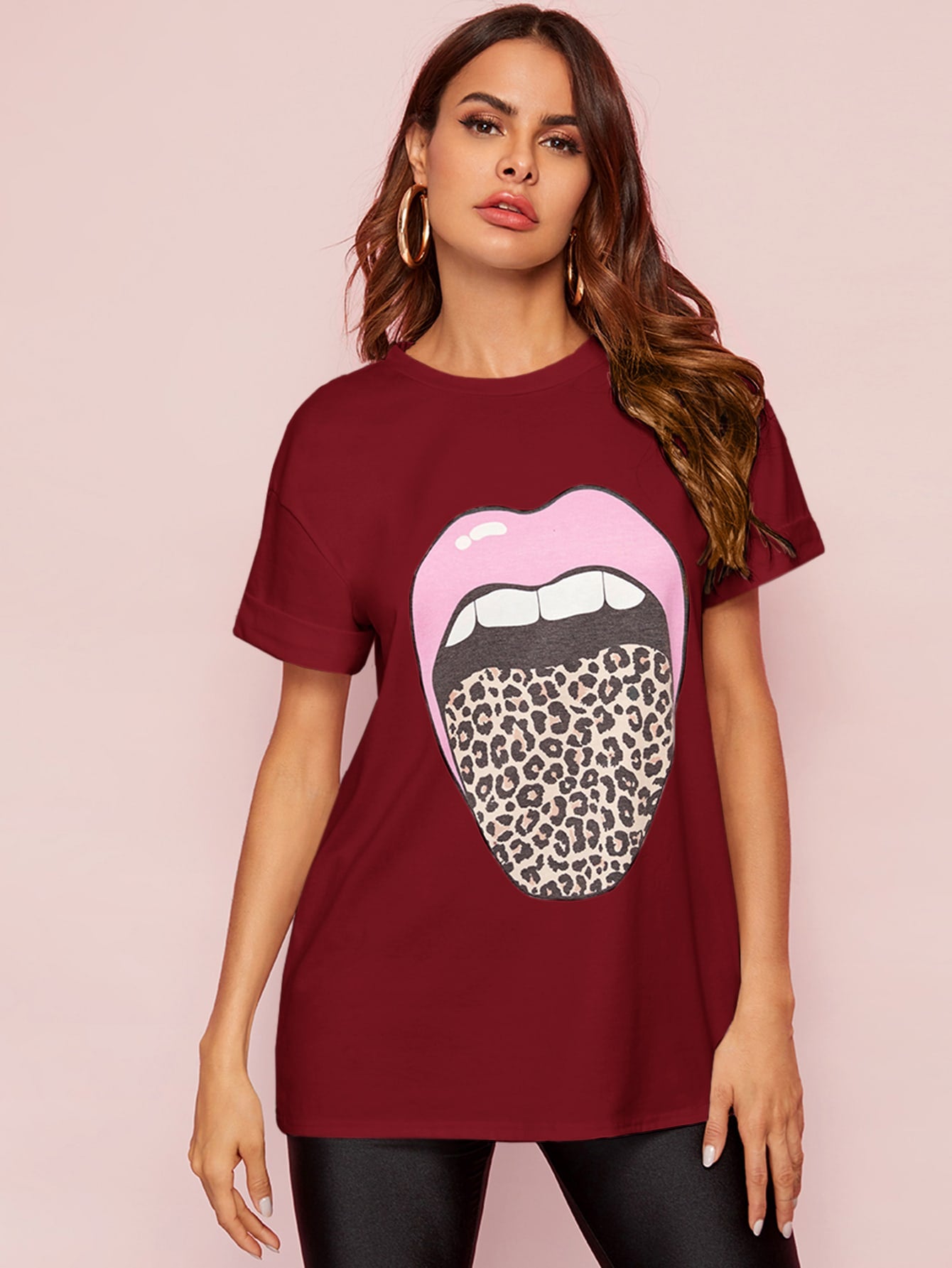 Leopard Lip Print Short Sleeve Tee
