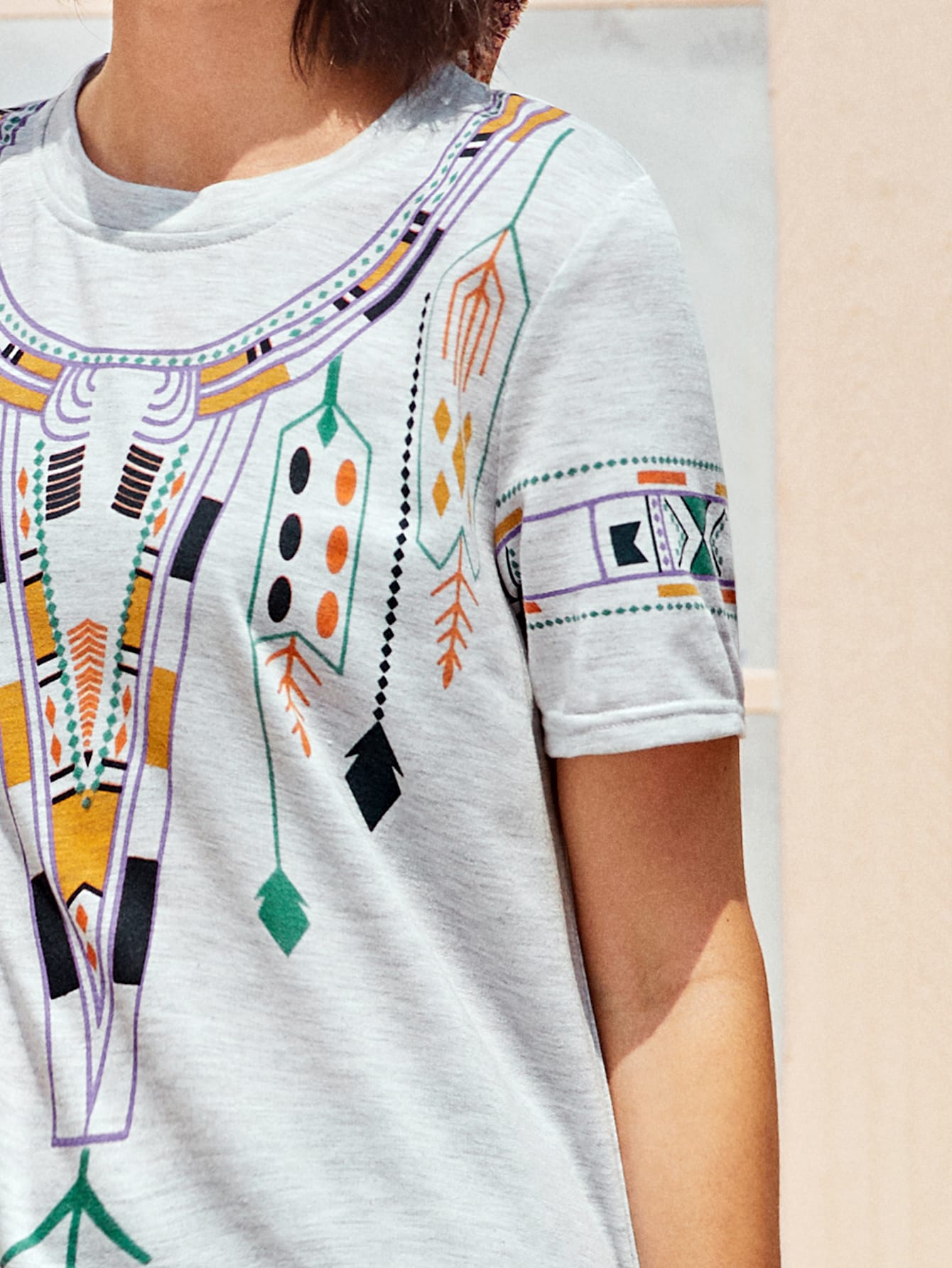 Tribal Print Round Neck Tee Dress