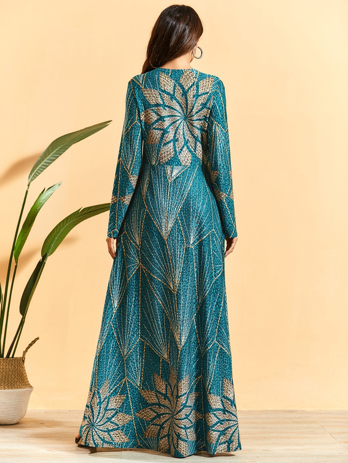 Floral Print High Waist Maxi Dress