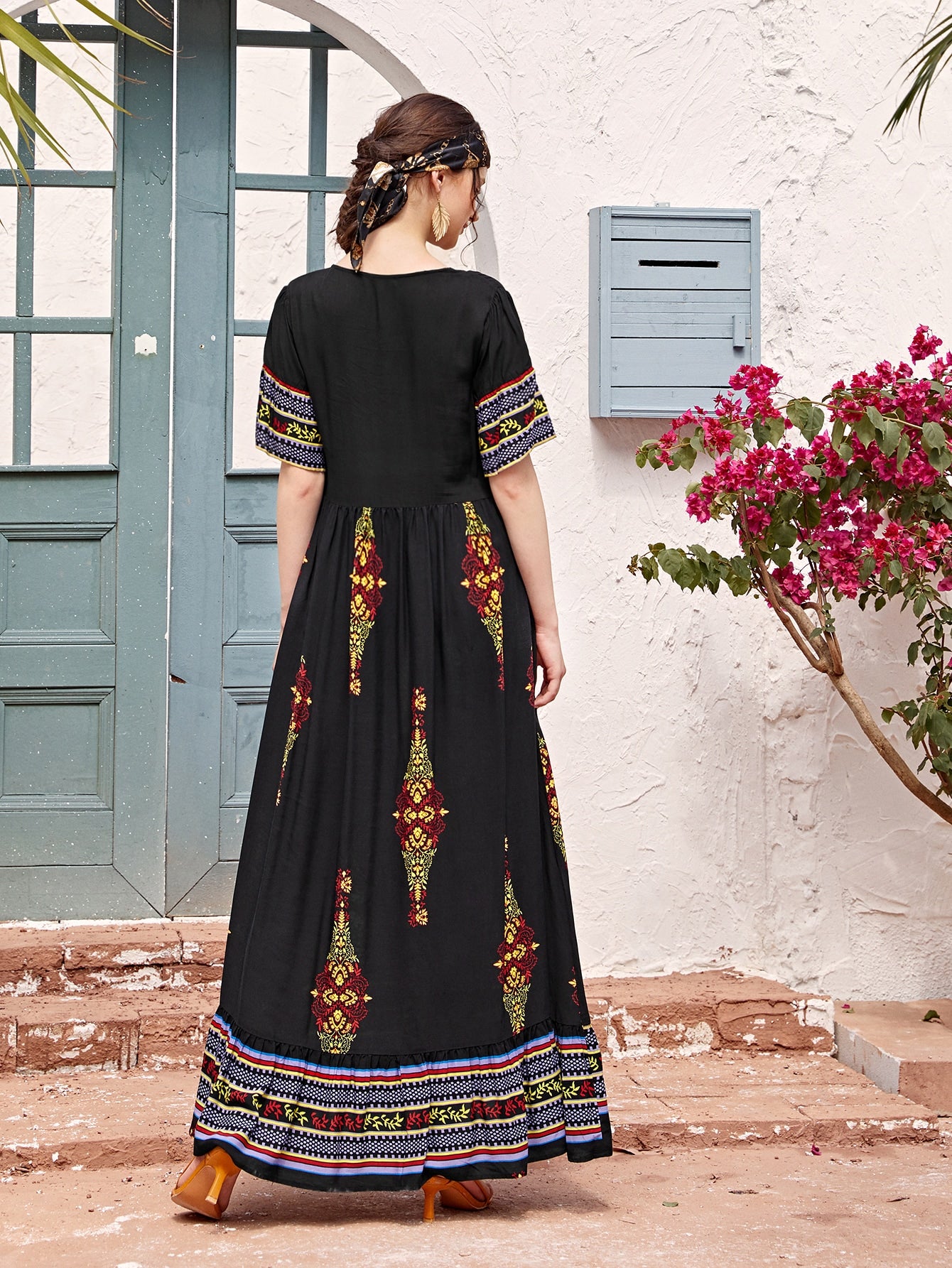Tribal Print Button Front Dress
