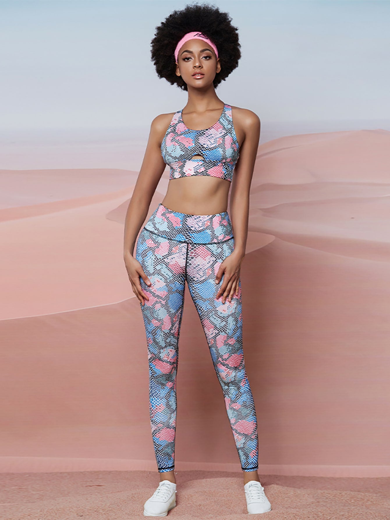 Linlinq Wide Waistband Snakeskin Sports Leggings