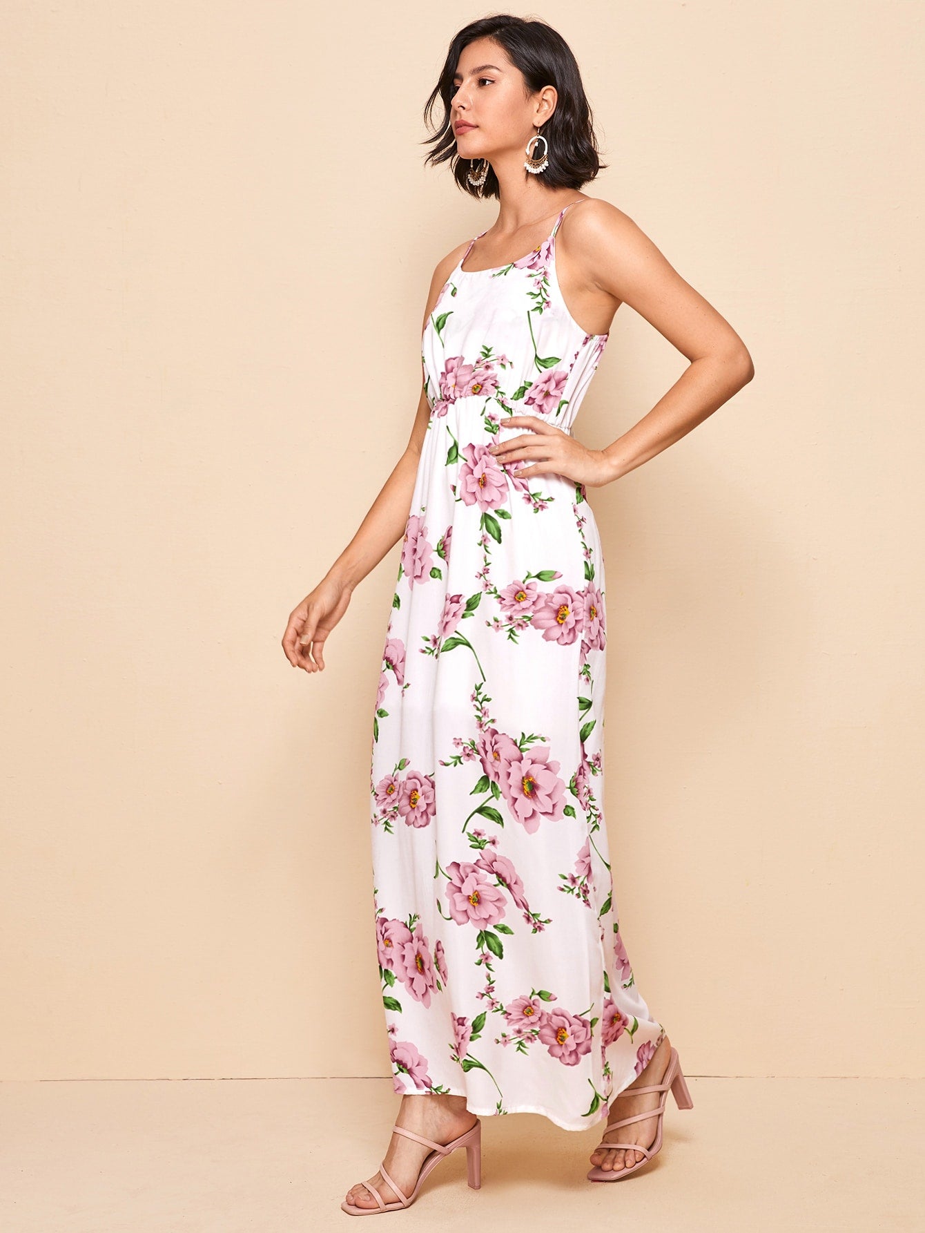Floral Print Maxi Cami Dress