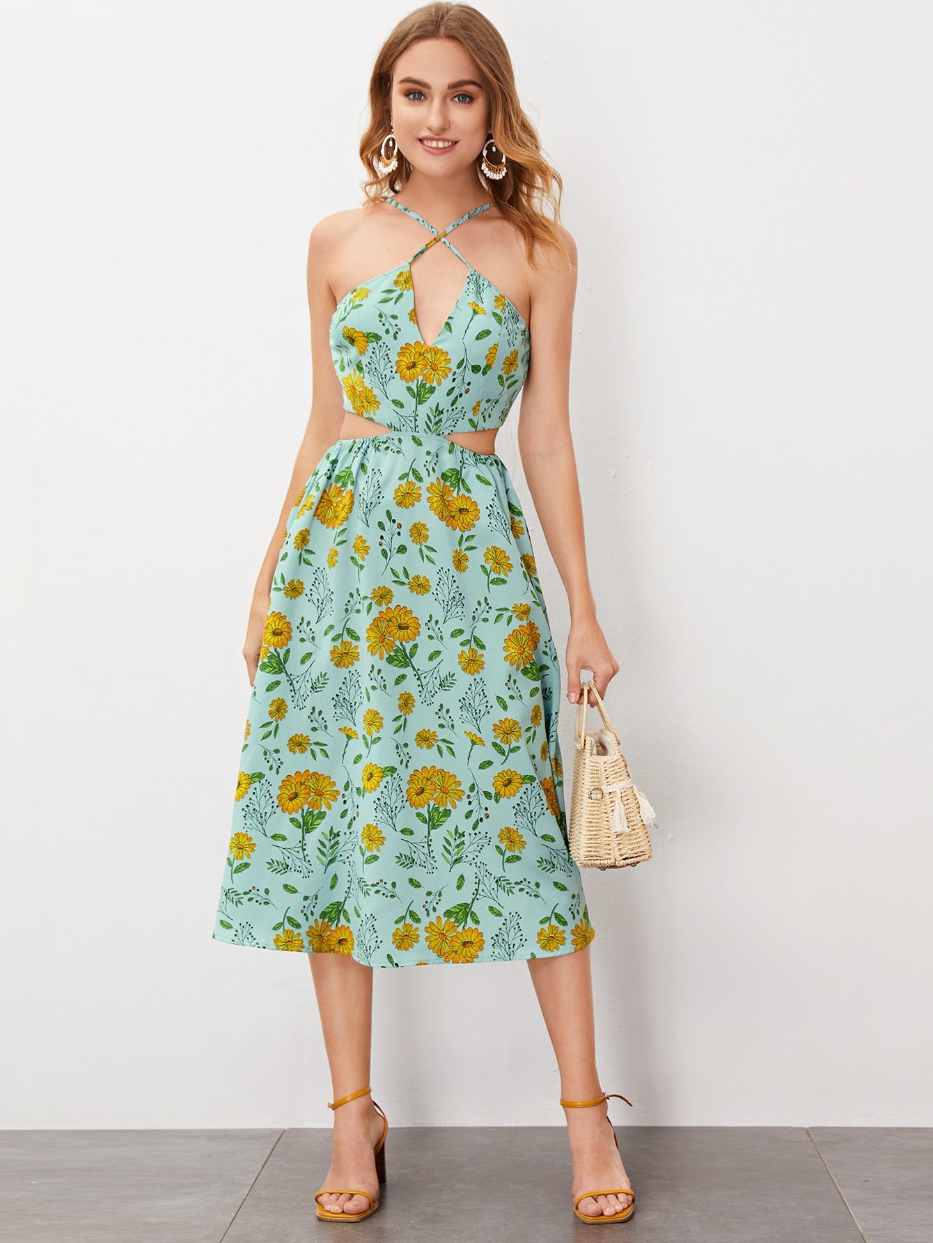 inara pink floral print ruffle maxi dress Inara Pink Floral Print Ruffle Prom Dress - US 6