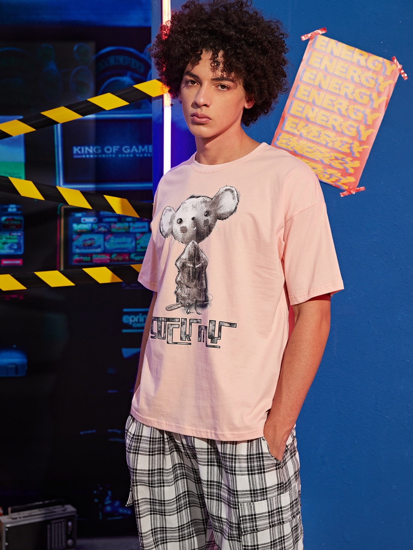 Men Letter & Cartoon Graphic Tee