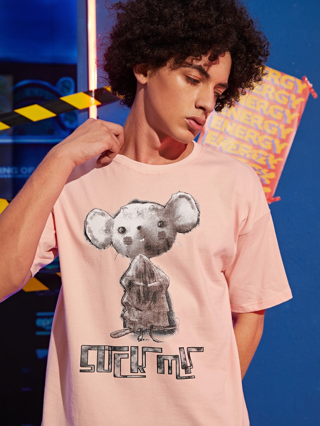 Men Letter & Cartoon Graphic Tee