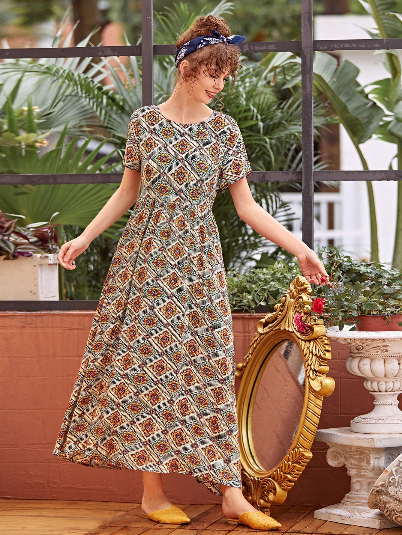 Aztec Print A-line Dress