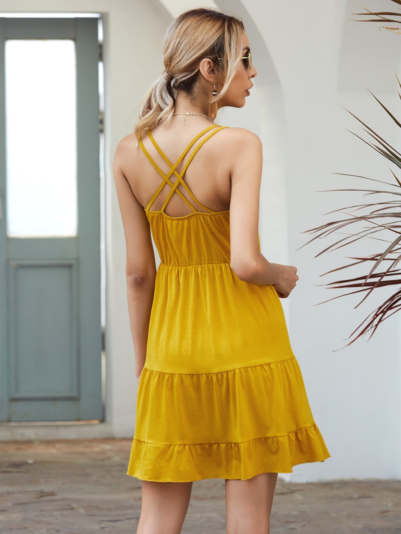 Solid Criss Cross Cami Dress