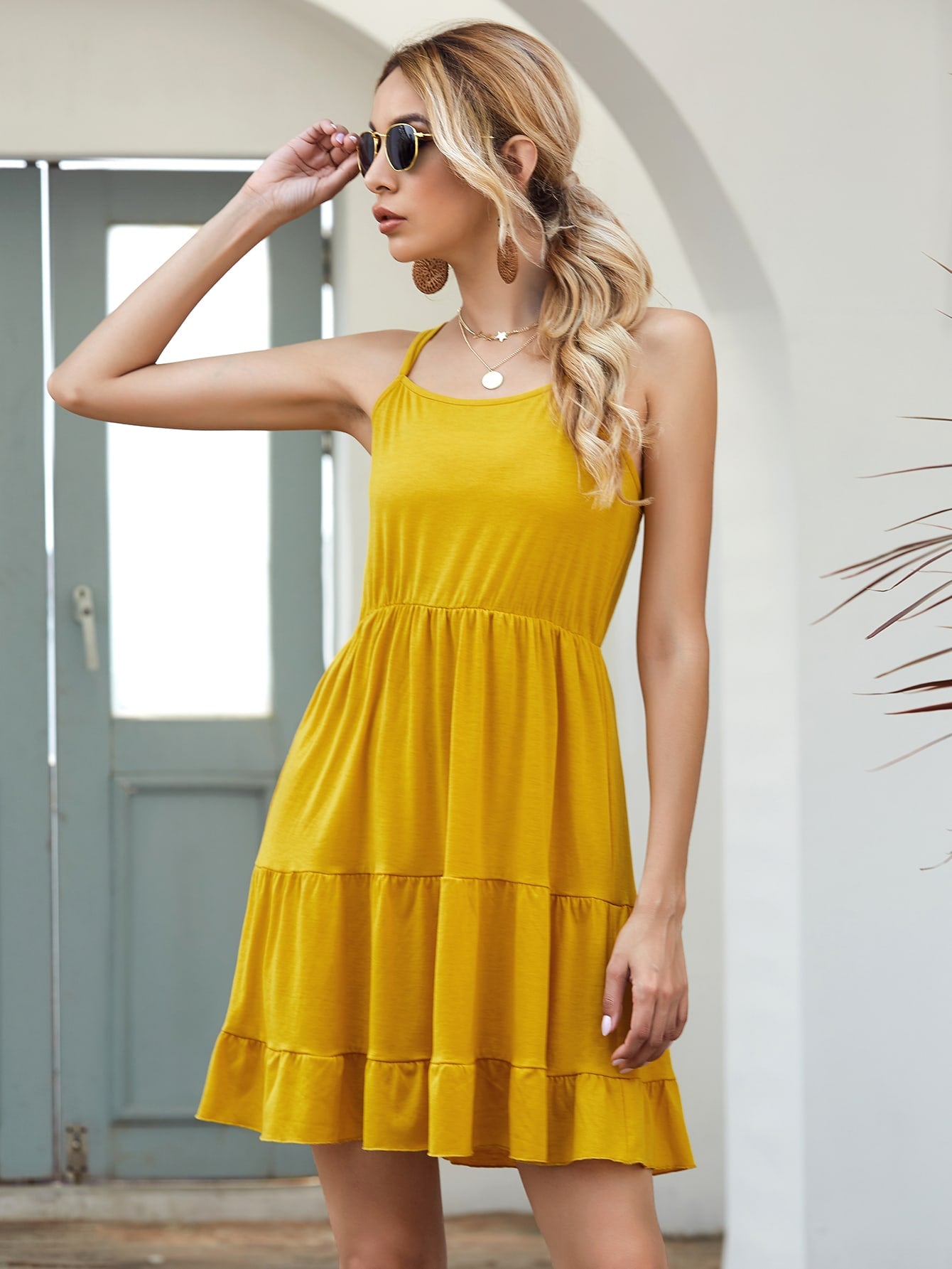 Solid Criss Cross Cami Dress