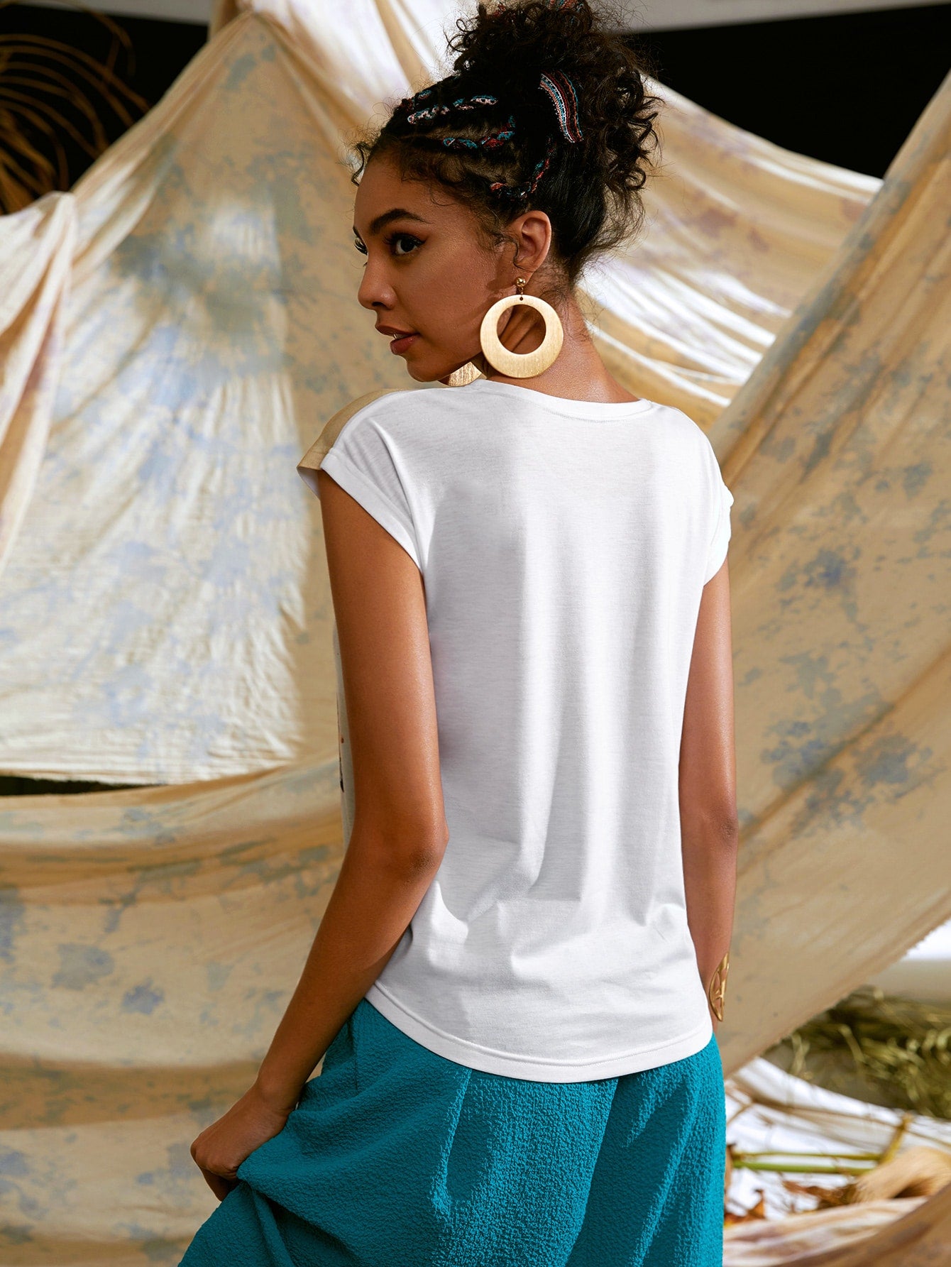 Tribal Tie Dye Batwing Sleeve Tee