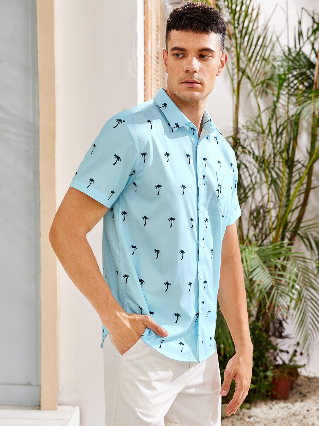 Men Allover Palm Tree Print Shirt