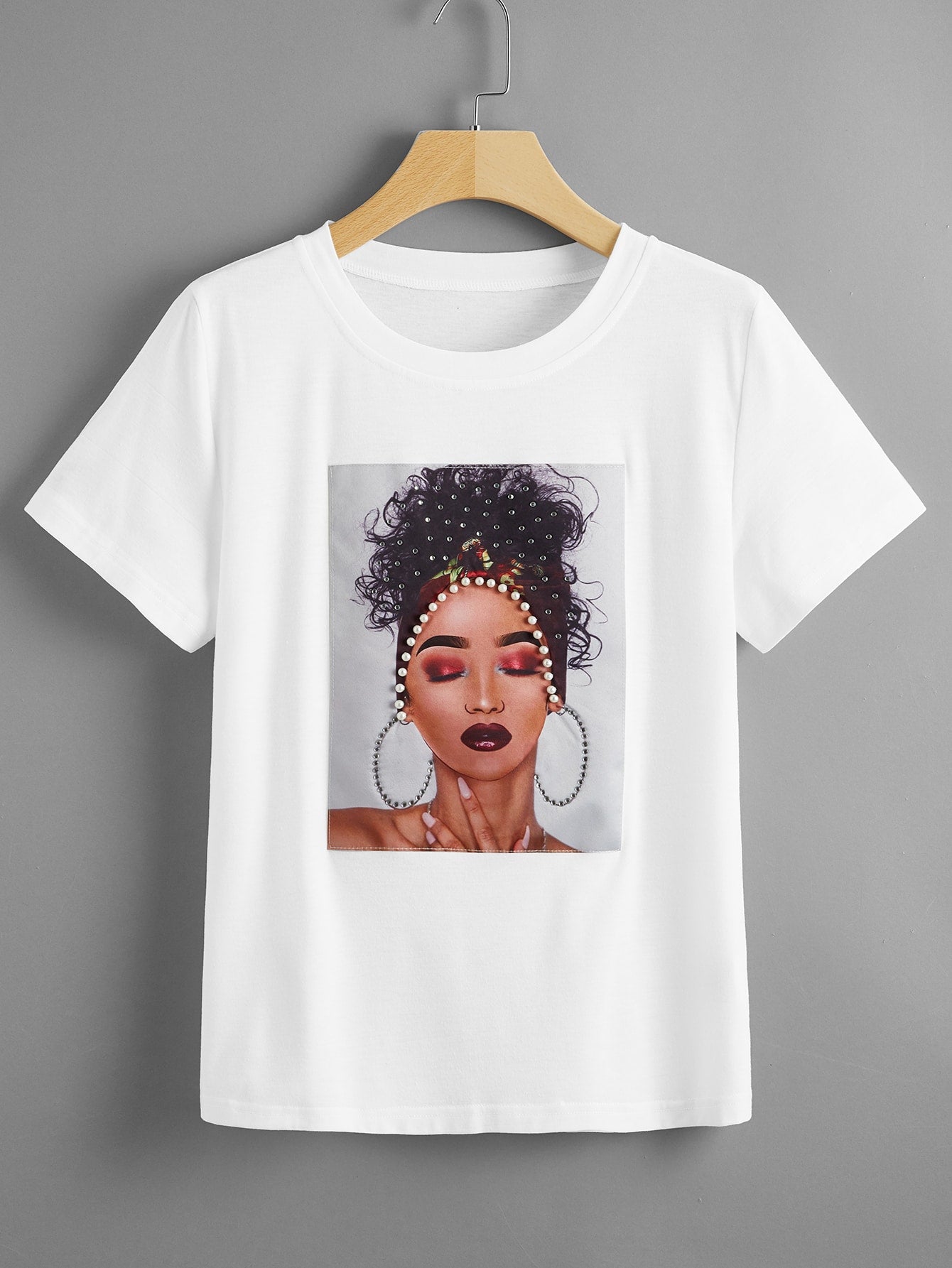 Figure Print Round Neck Tee