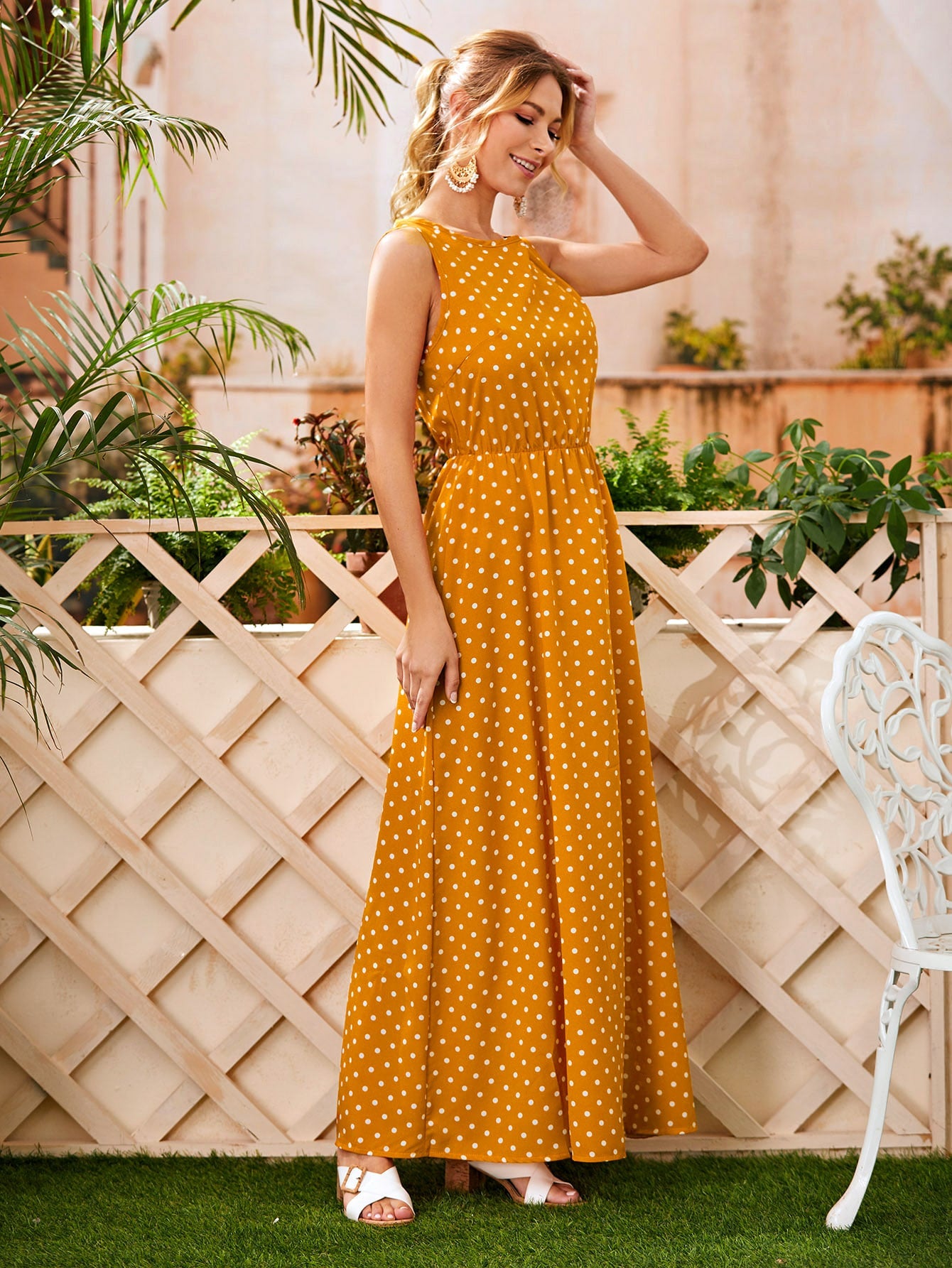 Polka Dot Maxi A-line Dress