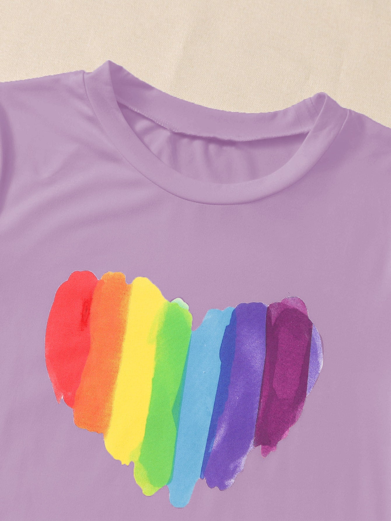 Roll Up Sleeve Rainbow Heart Tee