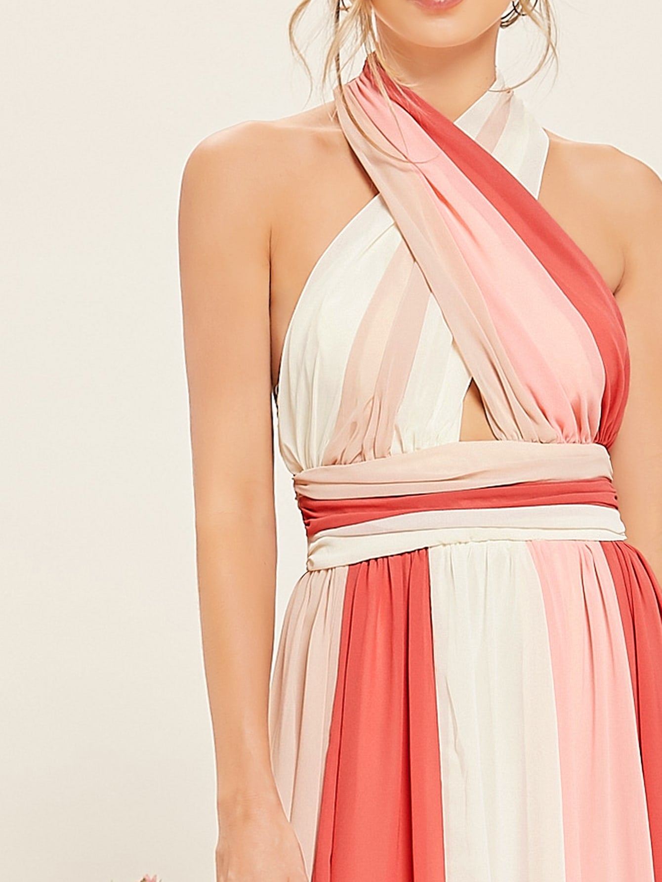 Cross Wrap Halter Backless Maxi Dress