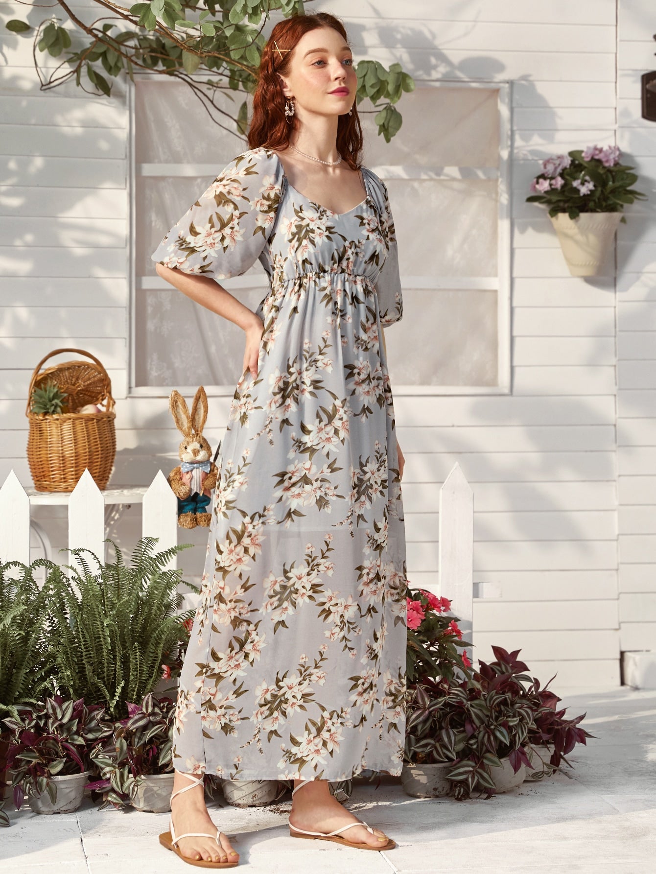 Floral Print A-line Dress