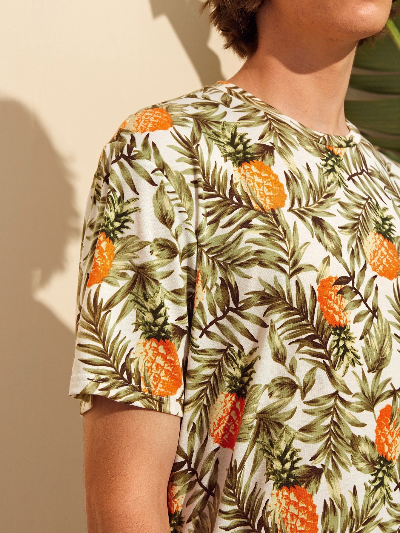 Men Pineapple and Tropical Print Tee