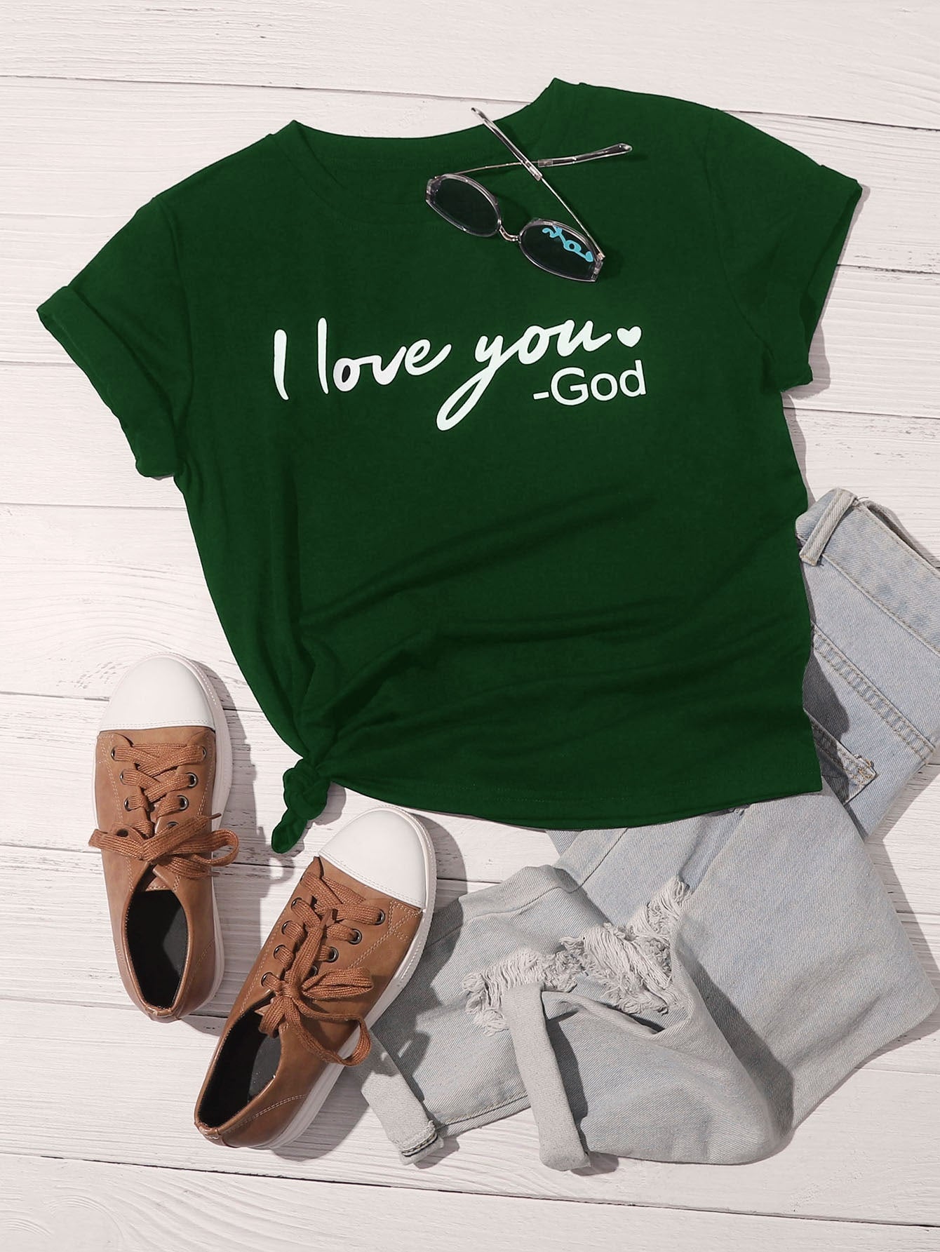Slogan Graphic Round Neck Tee