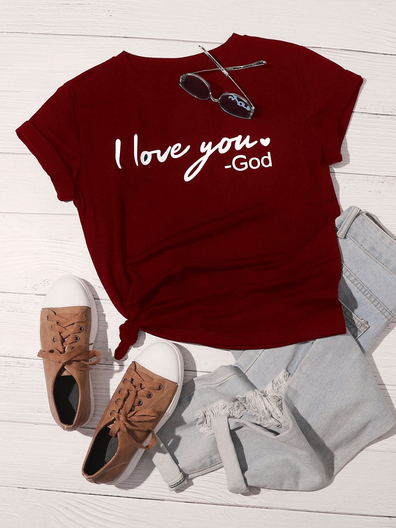 Slogan Graphic Round Neck Tee