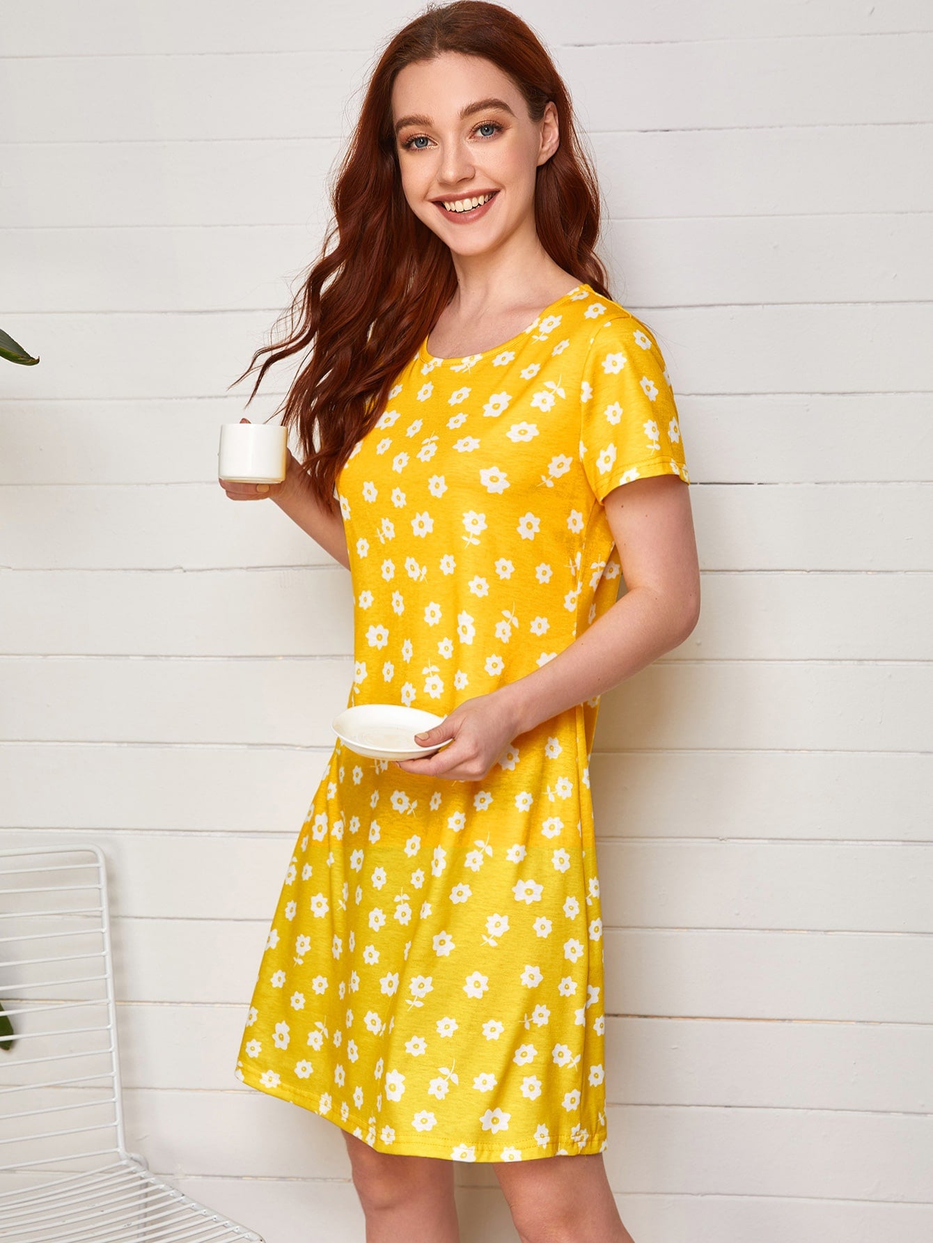 Allover Floral Print Night Dress