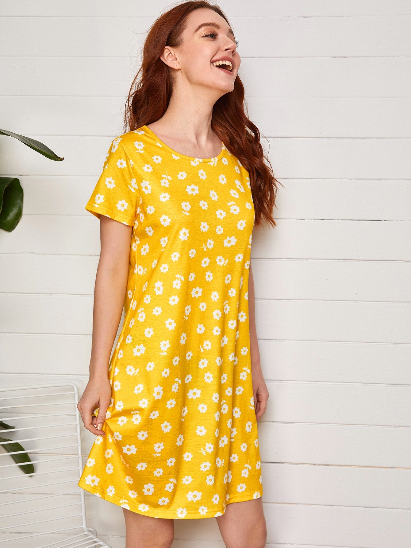 Allover Floral Print Night Dress