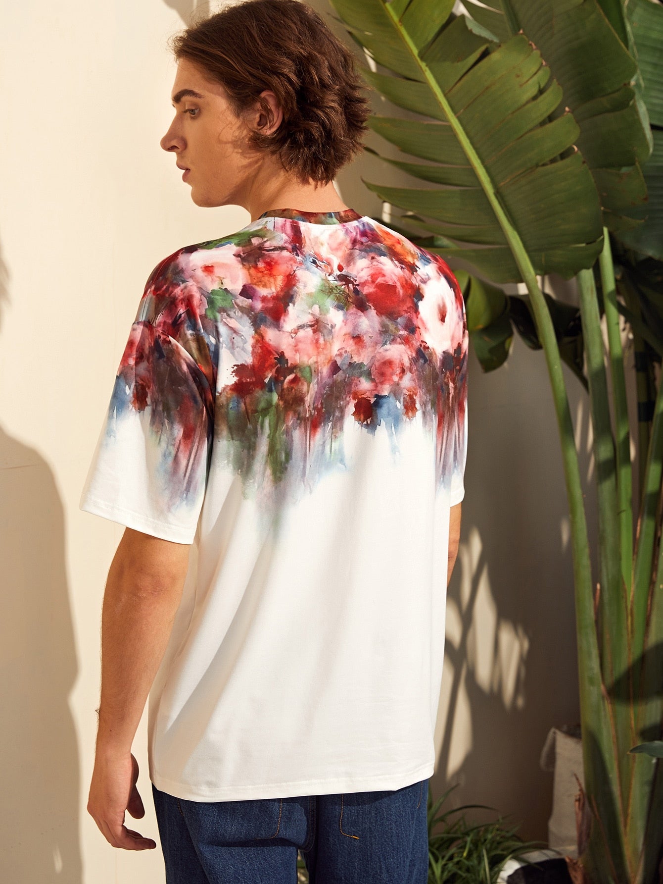 Men Floral Melting Print Tee