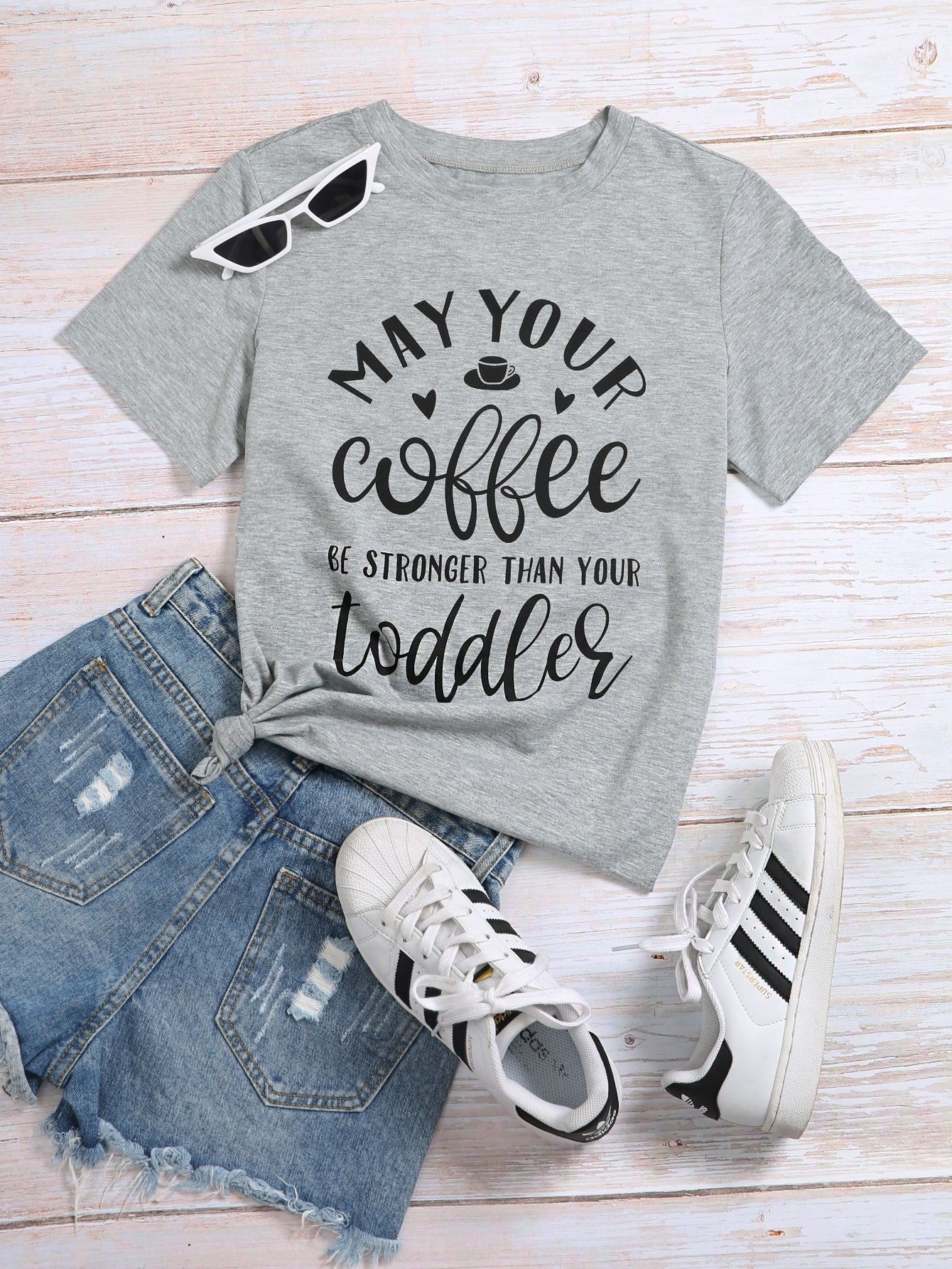 Slogan Graphic Crew Neck Tee
