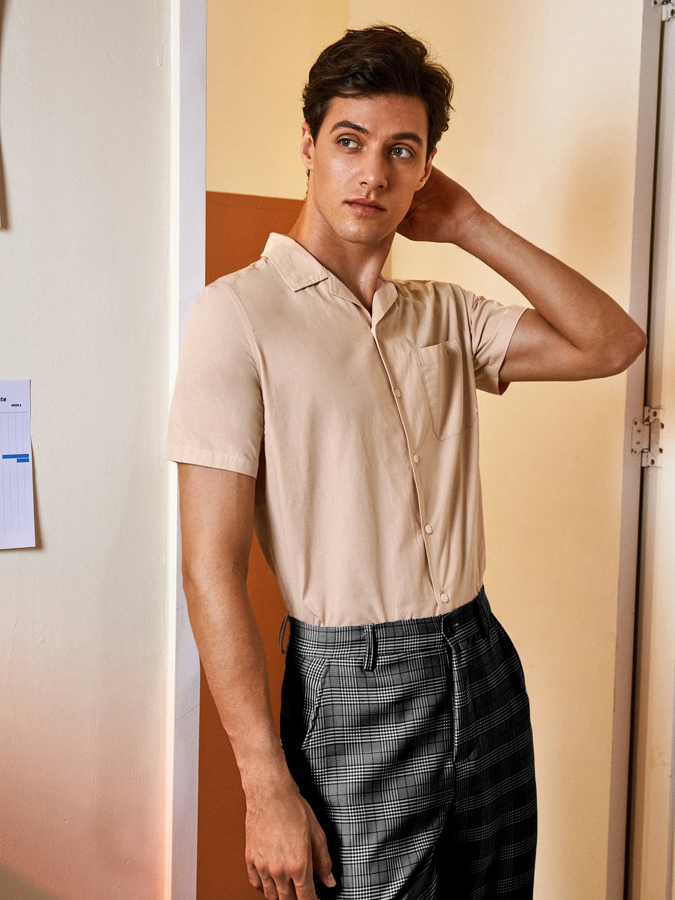 Men Solid Button Front Shirt