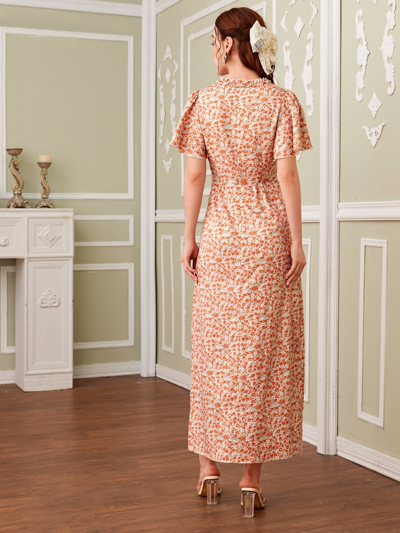 Ditsy Floral Frill Dual Pocket Dress