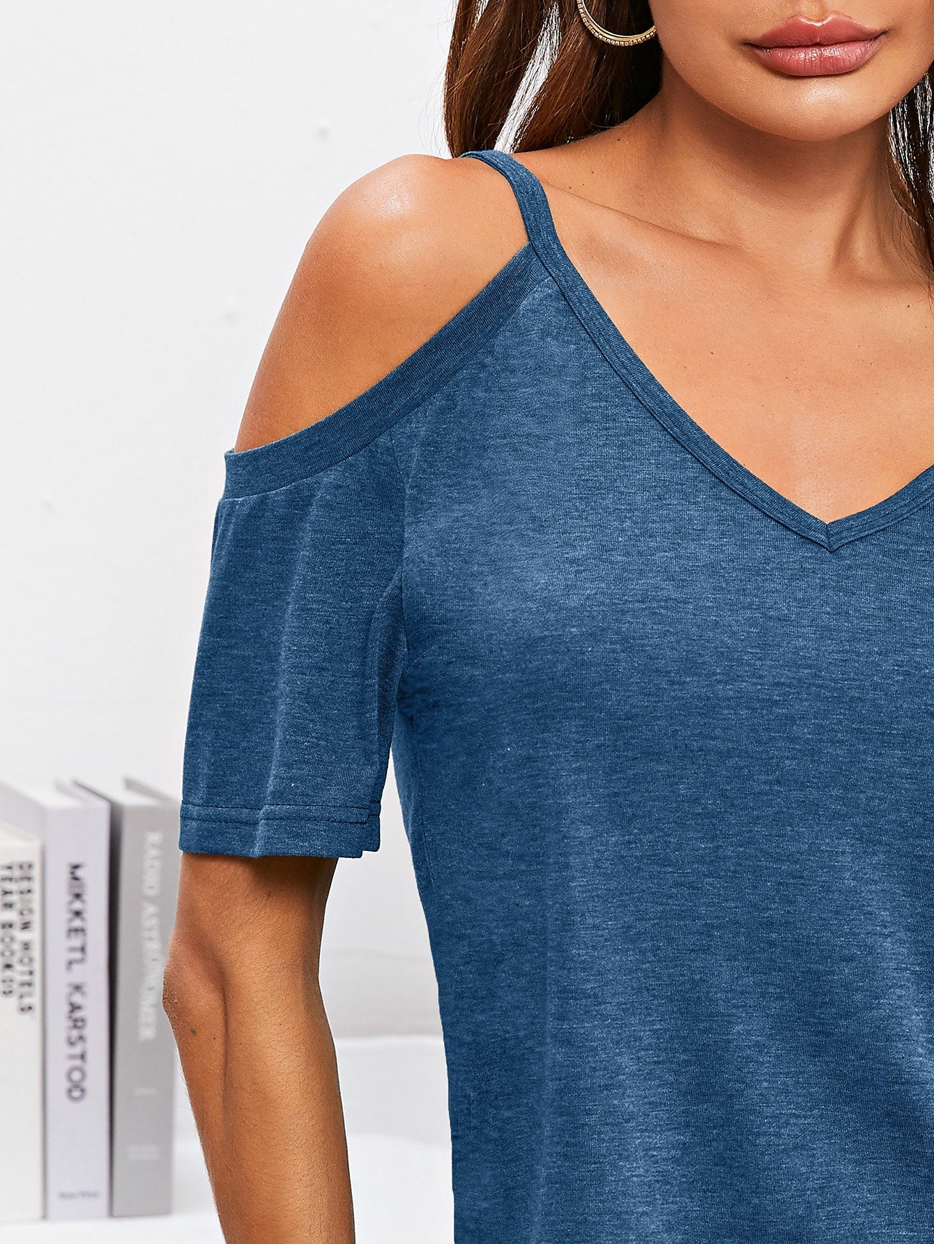 Solid Cut Out Shoulder Tee