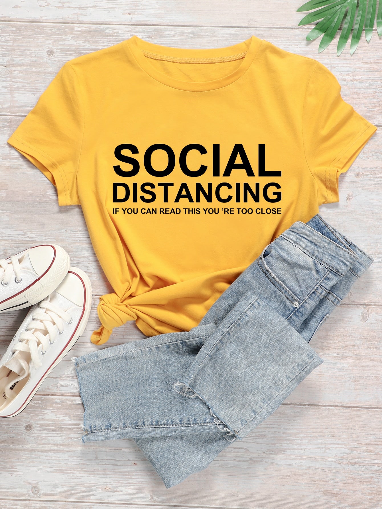 Slogan Graphic Crew Neck Tee