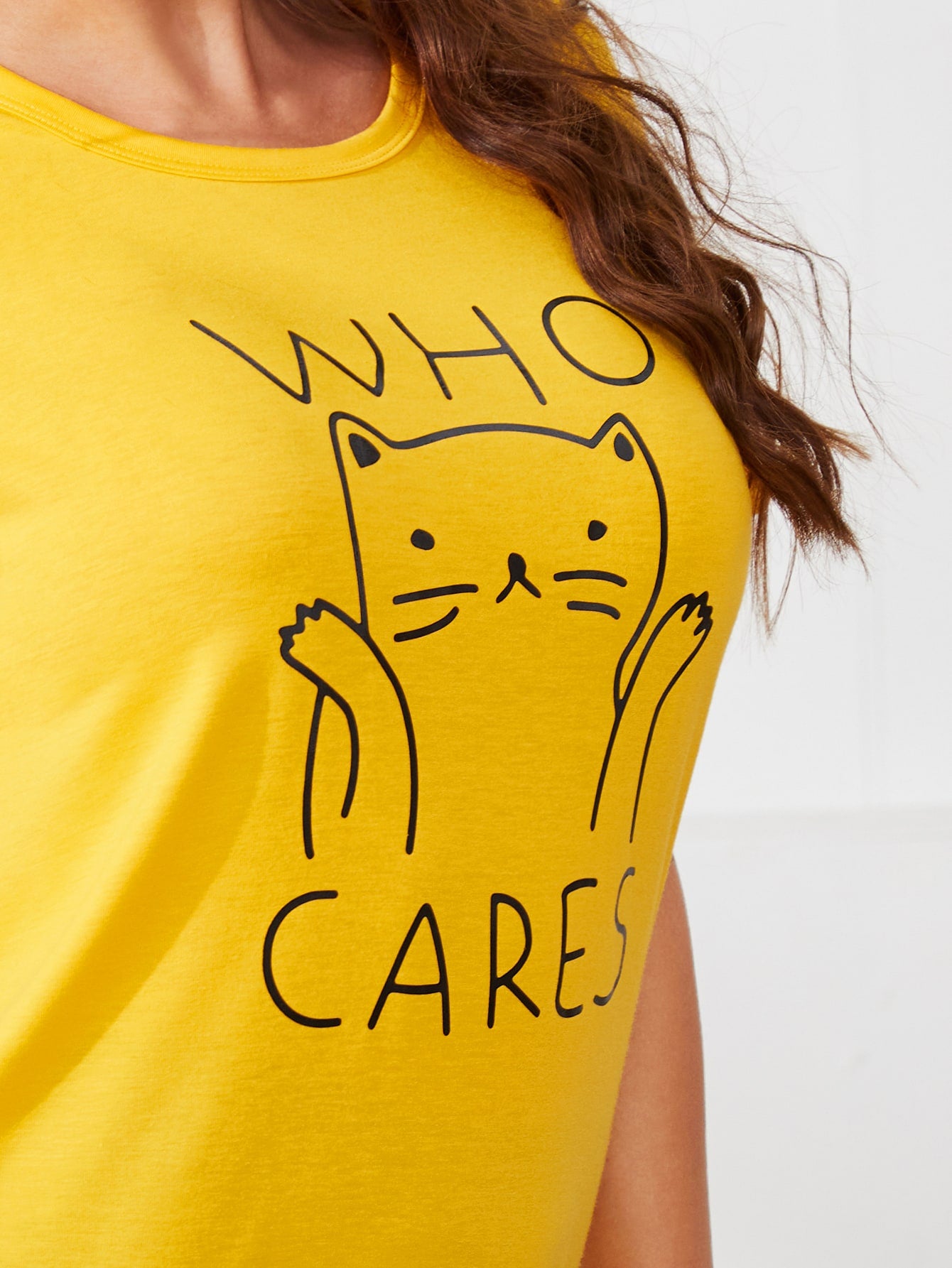 Cartoon & Slogan Graphic Tee