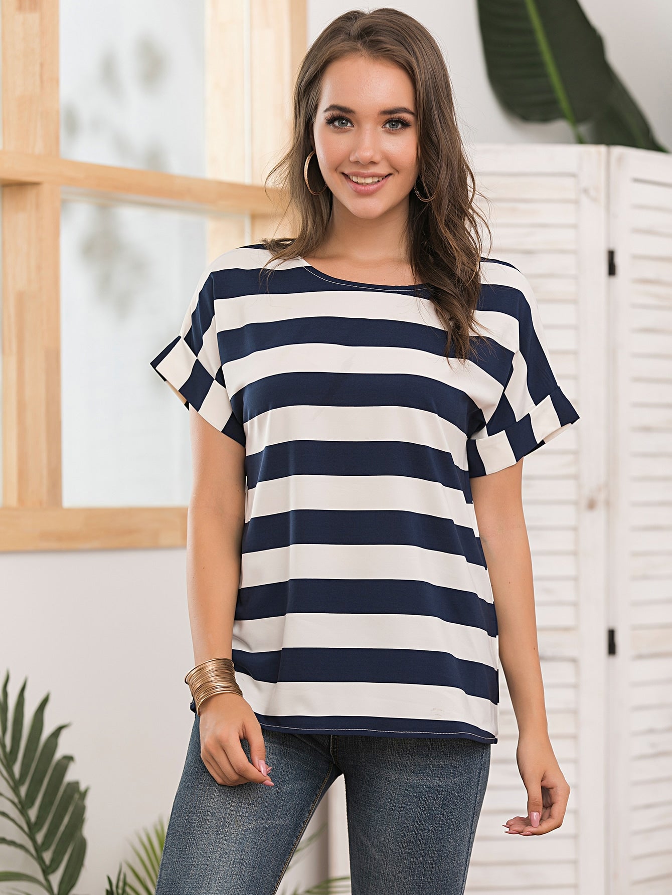 Striped Round Neck Tee