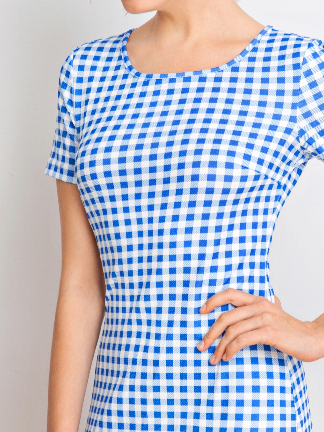 Slit Hem Gingham Dress