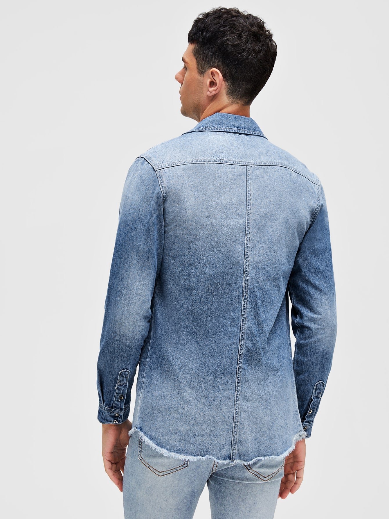 Men Letter Graphic Denim Shirt