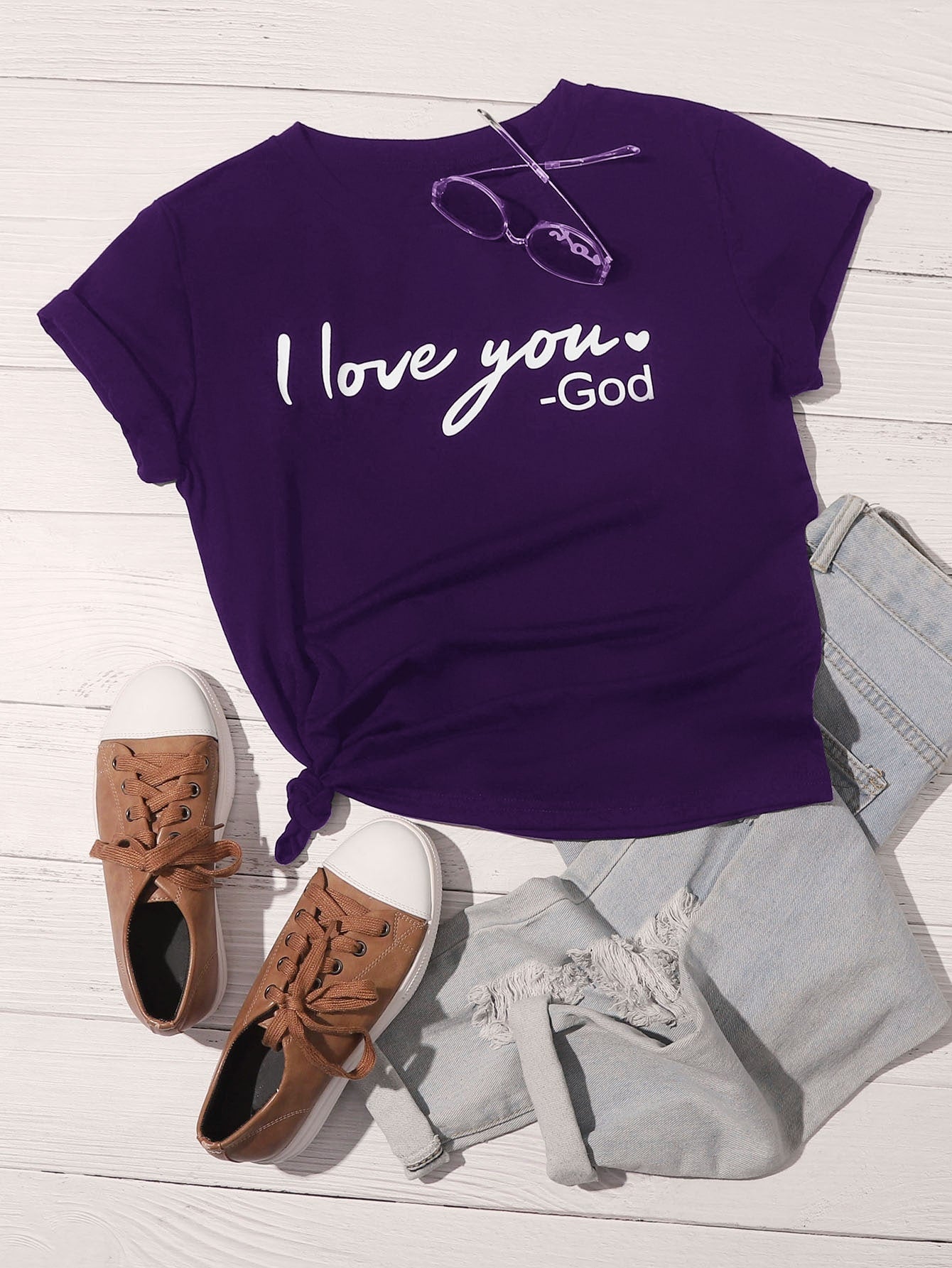 Slogan Graphic Round Neck Tee