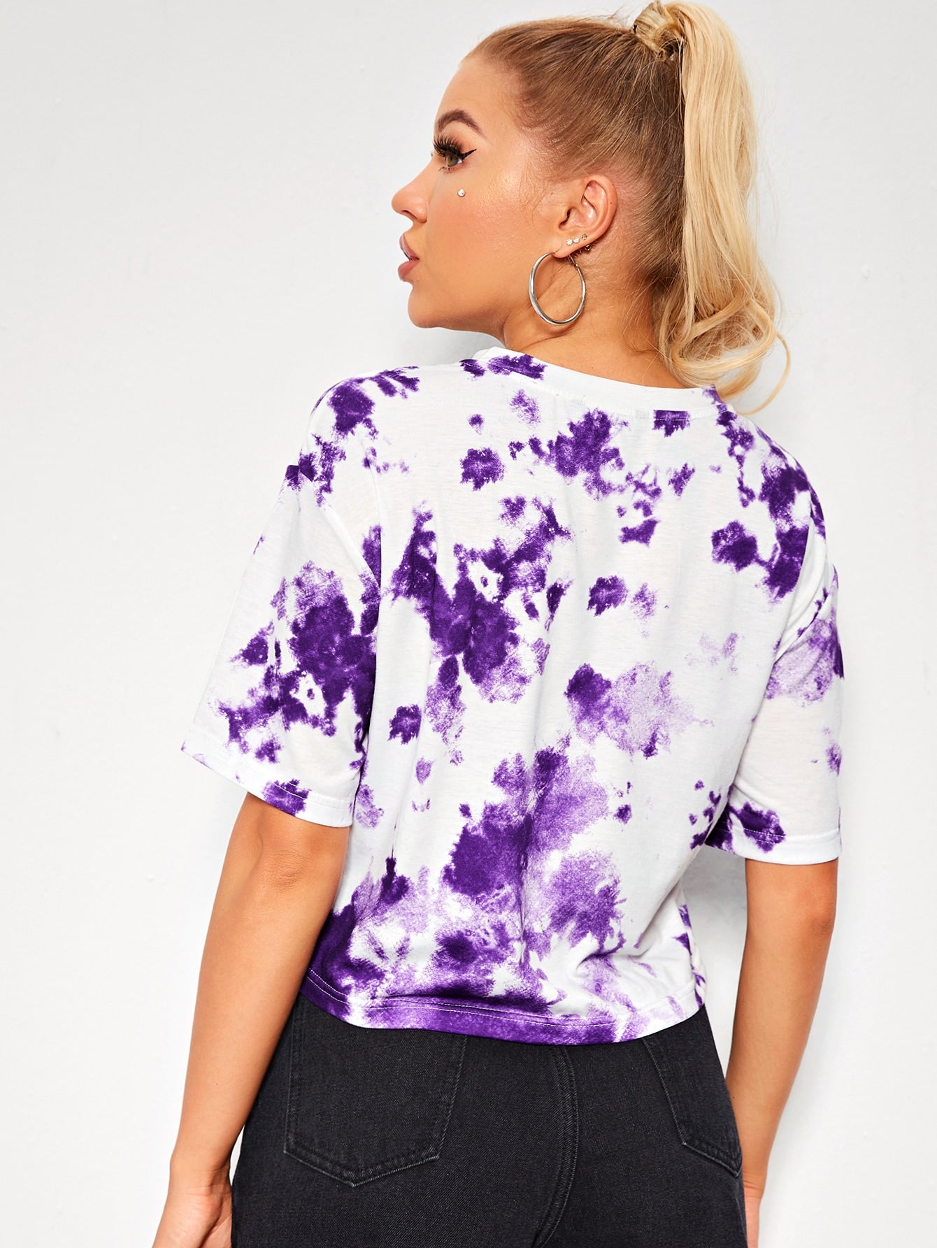 Drop Shoulder Letter Graphic Tie Dye Tee