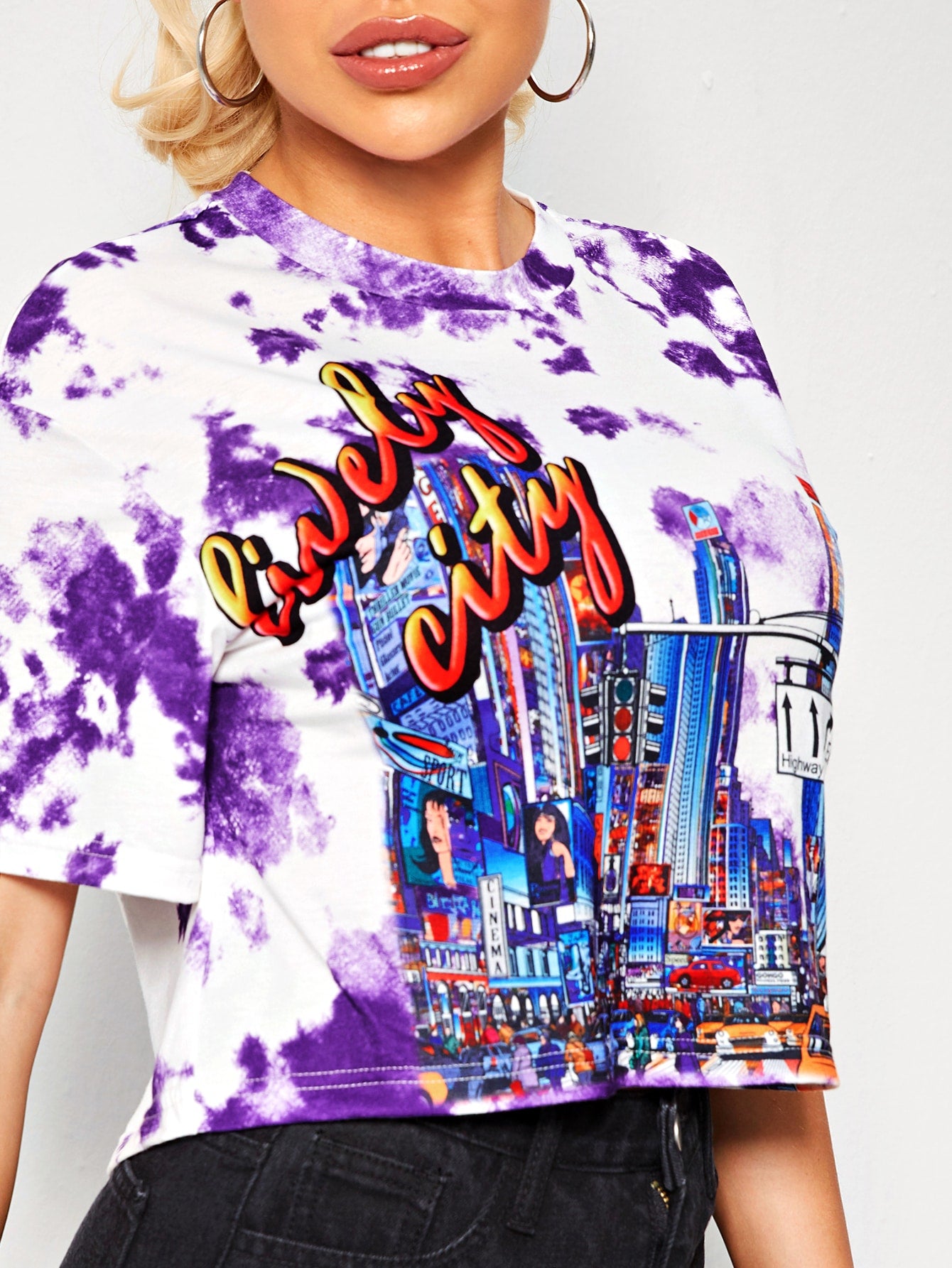 Drop Shoulder Letter Graphic Tie Dye Tee