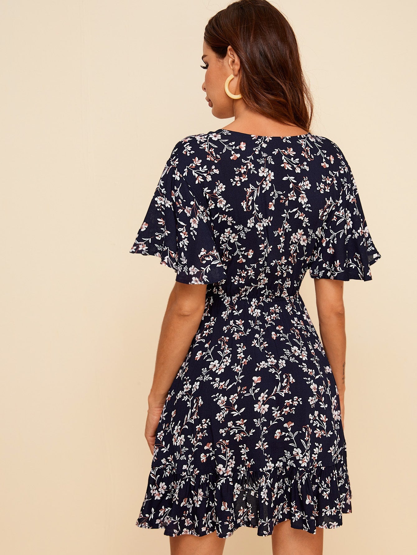 Ditsy Floral Surplice Front Dress