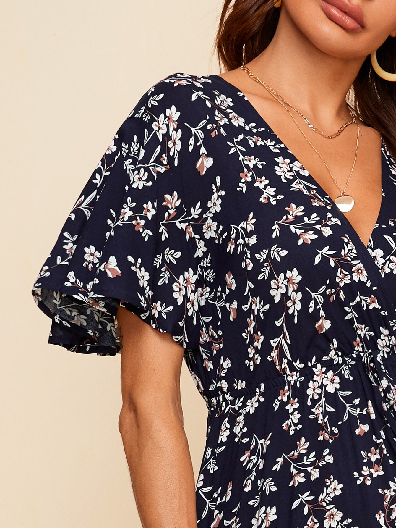 Ditsy Floral Surplice Front Dress