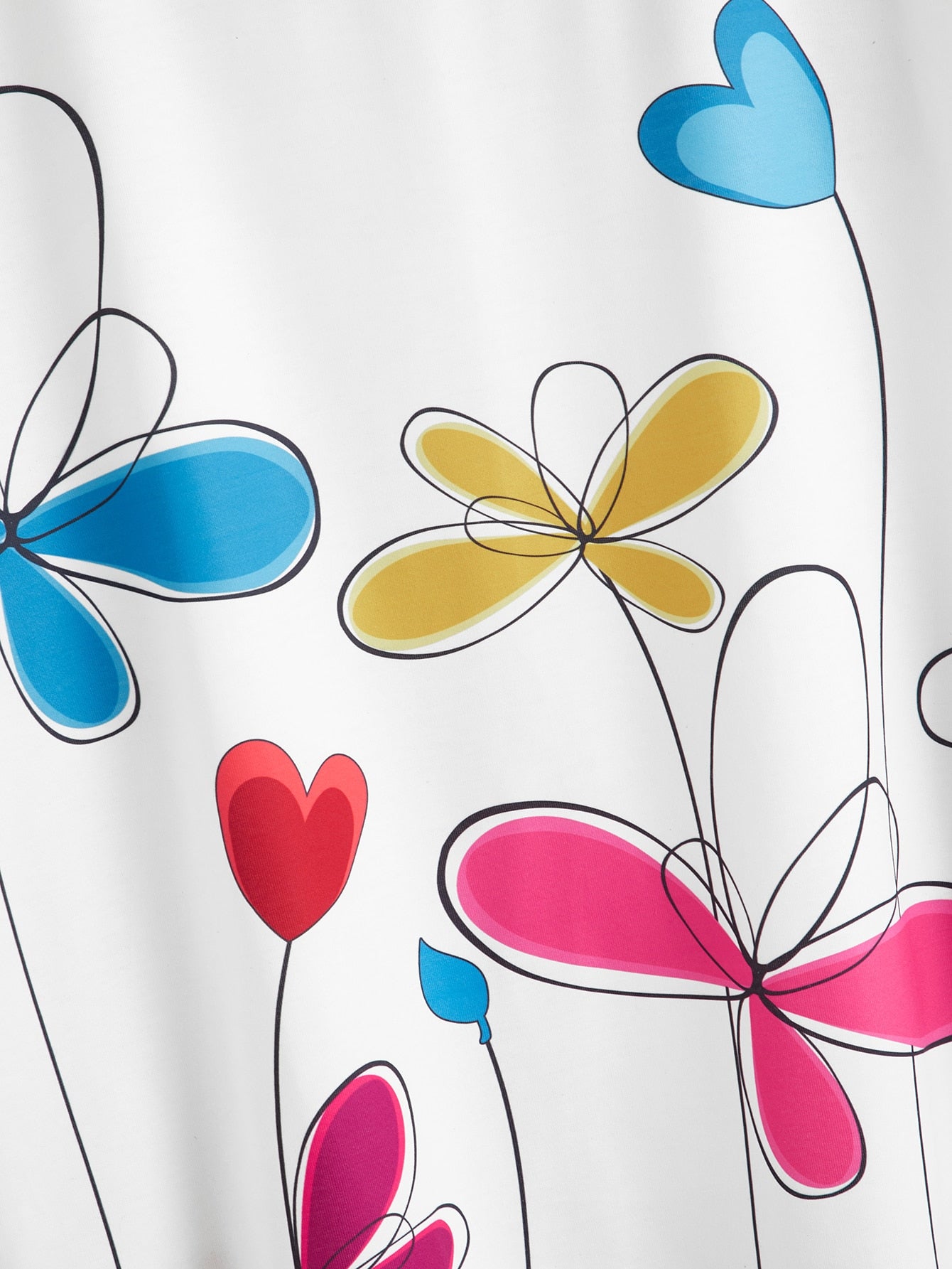 Floral Print Batwing Sleeve Tee