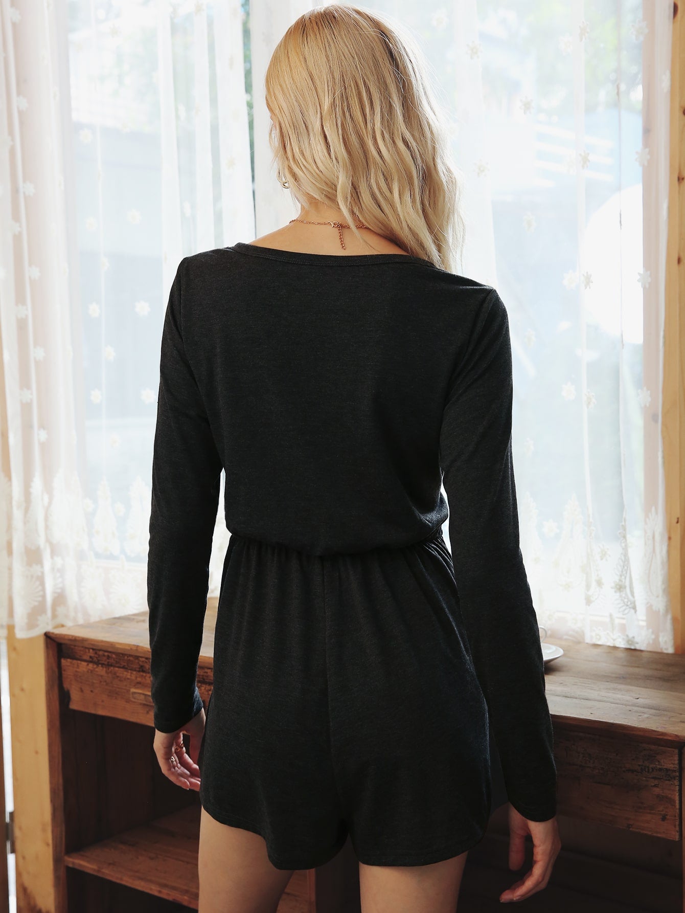 Button Through Self Tie Jumpsuit