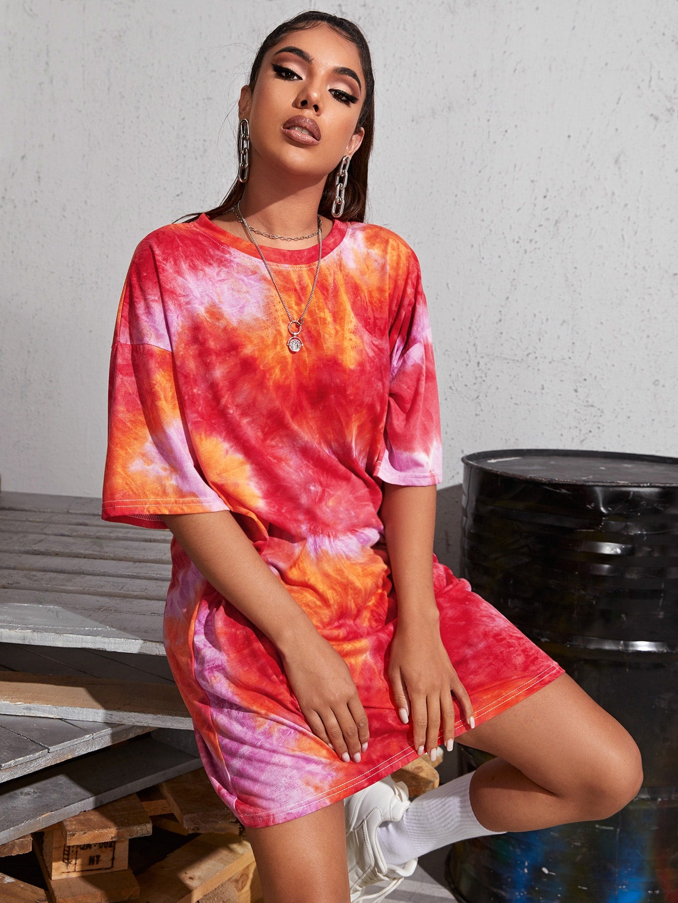 Tie Dye Drop Shoulder Oversized Tee