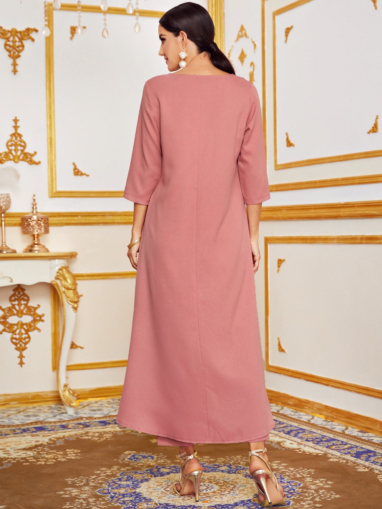 Asymmetric Hem Tunic Top & Straight Leg Pants