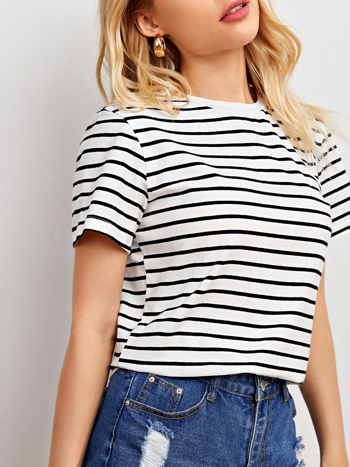 Black And White Striped Tee