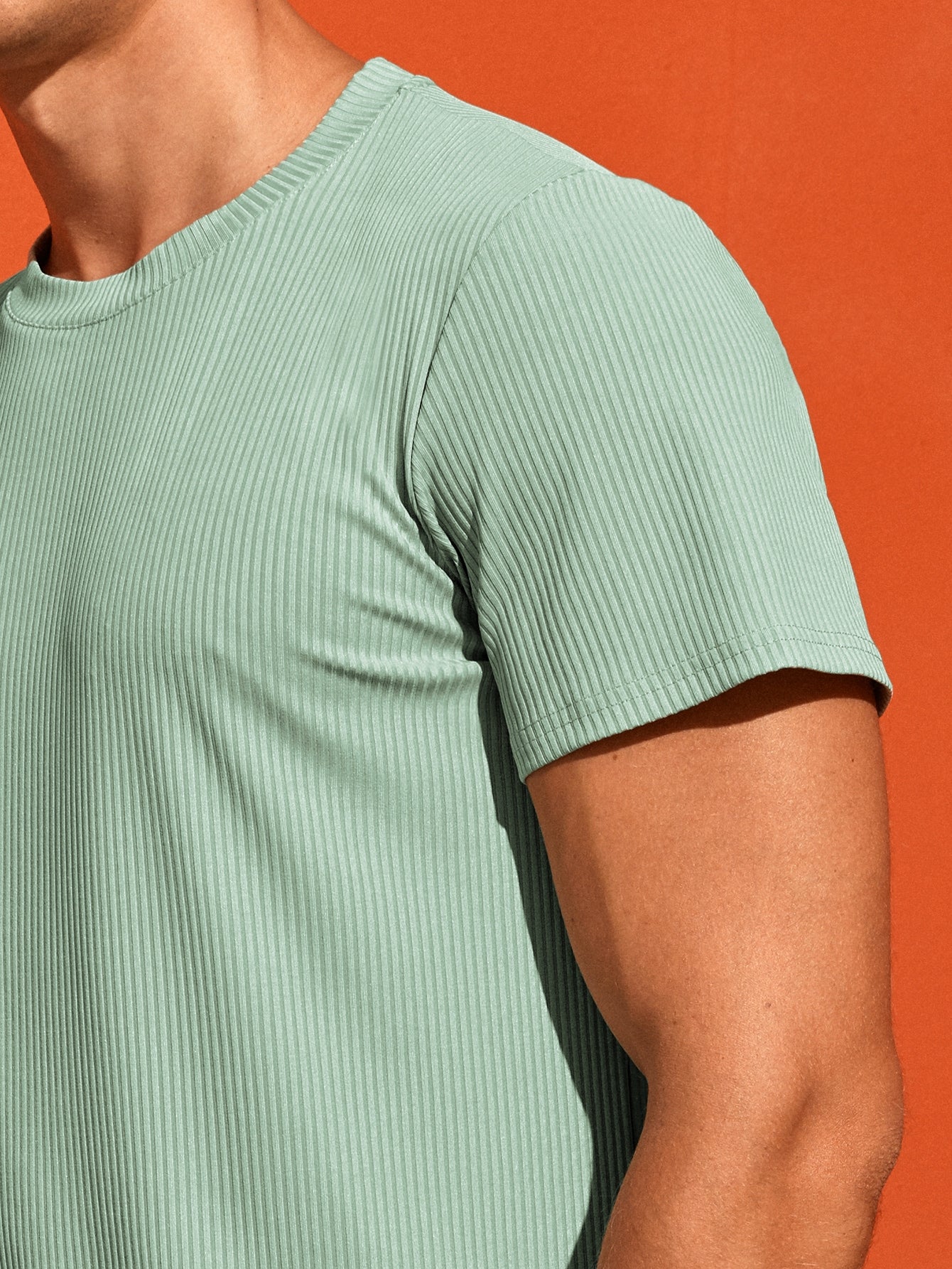 Men Rib-knit Solid Tee